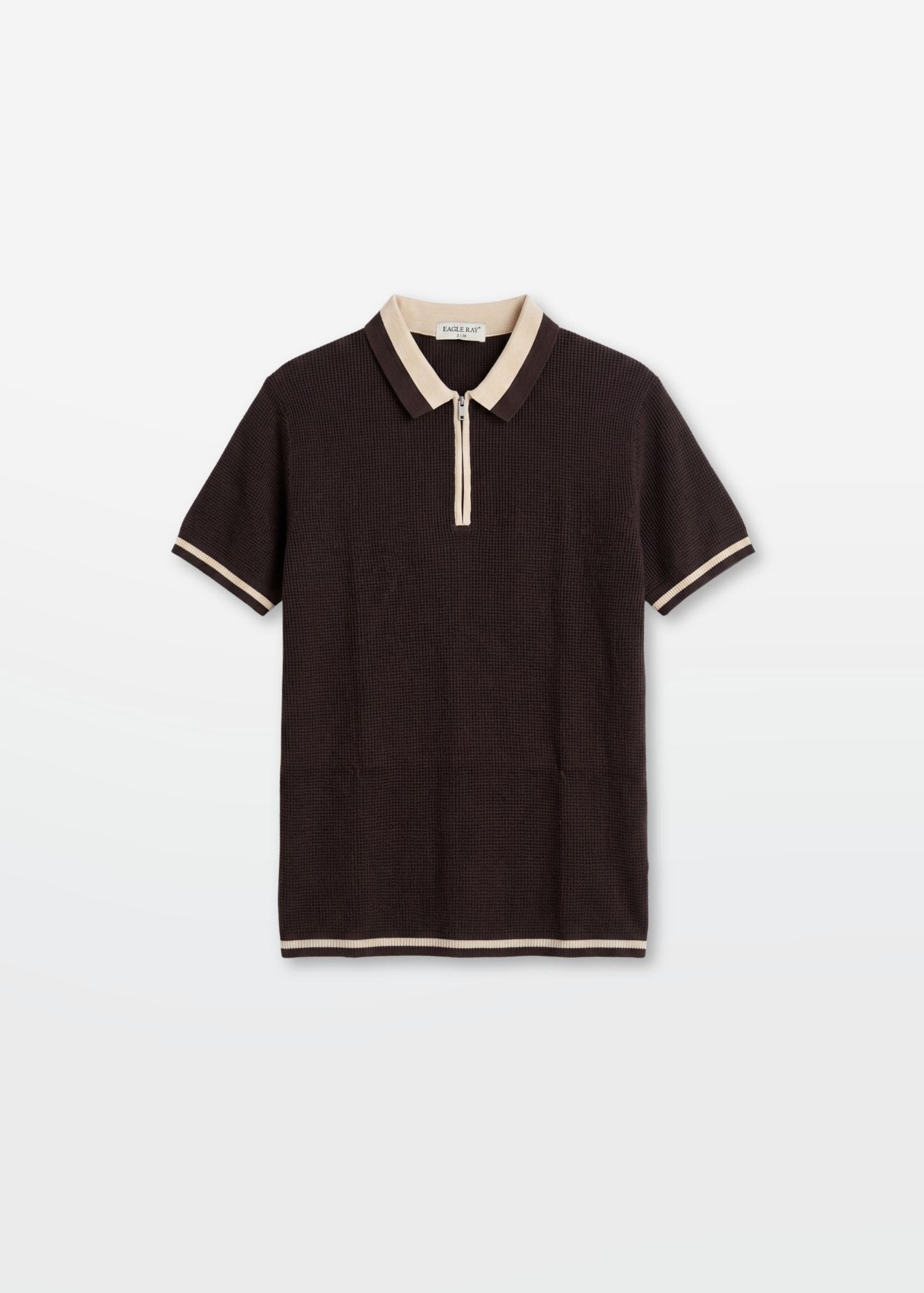 Dark Chocolate Tipped Zip Polo Shirt