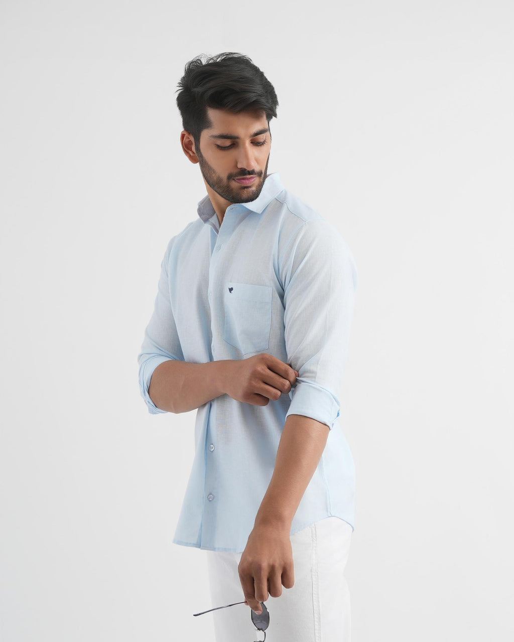 Pale Aqua Lyocell Linen Shirt
