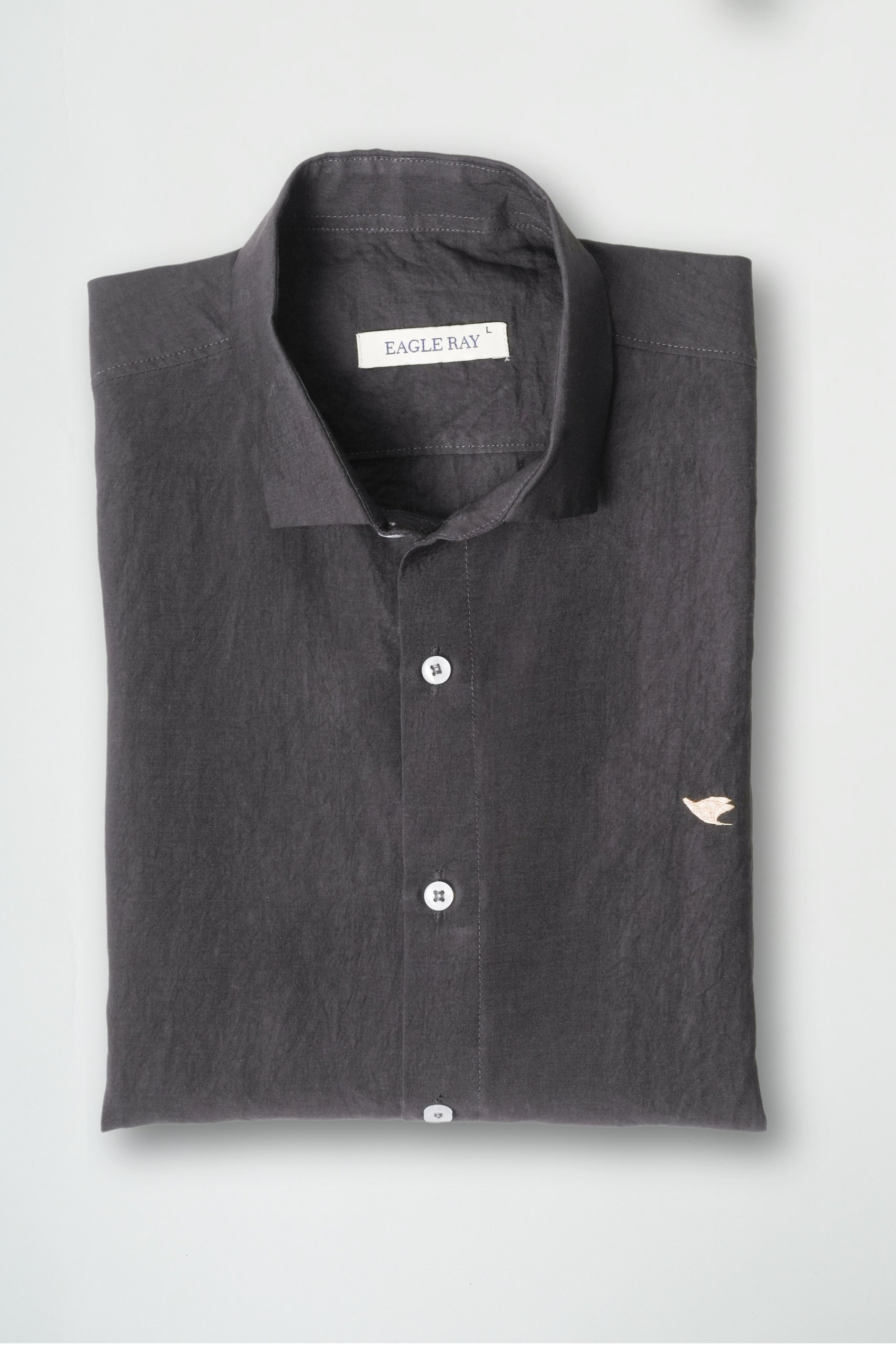 Dark Grey Crushed Cotton Shirt