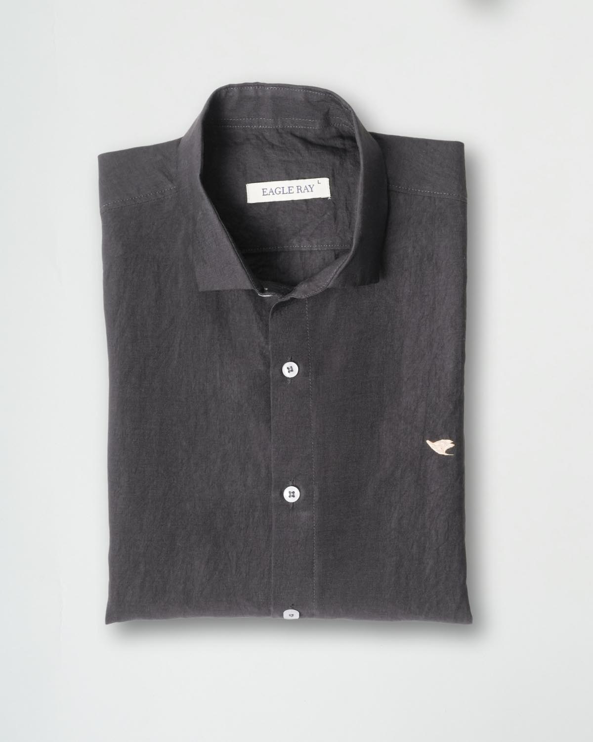 Dark Grey Crushed Cotton Shirt