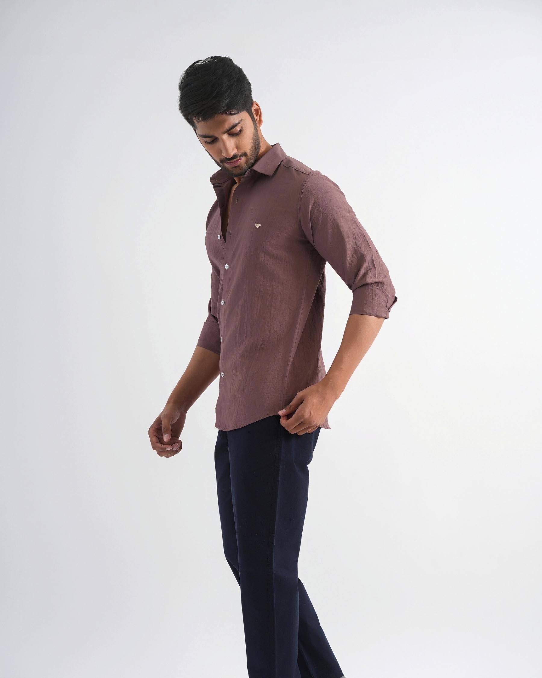 Rose Taupe Crushed Cotton Shirt