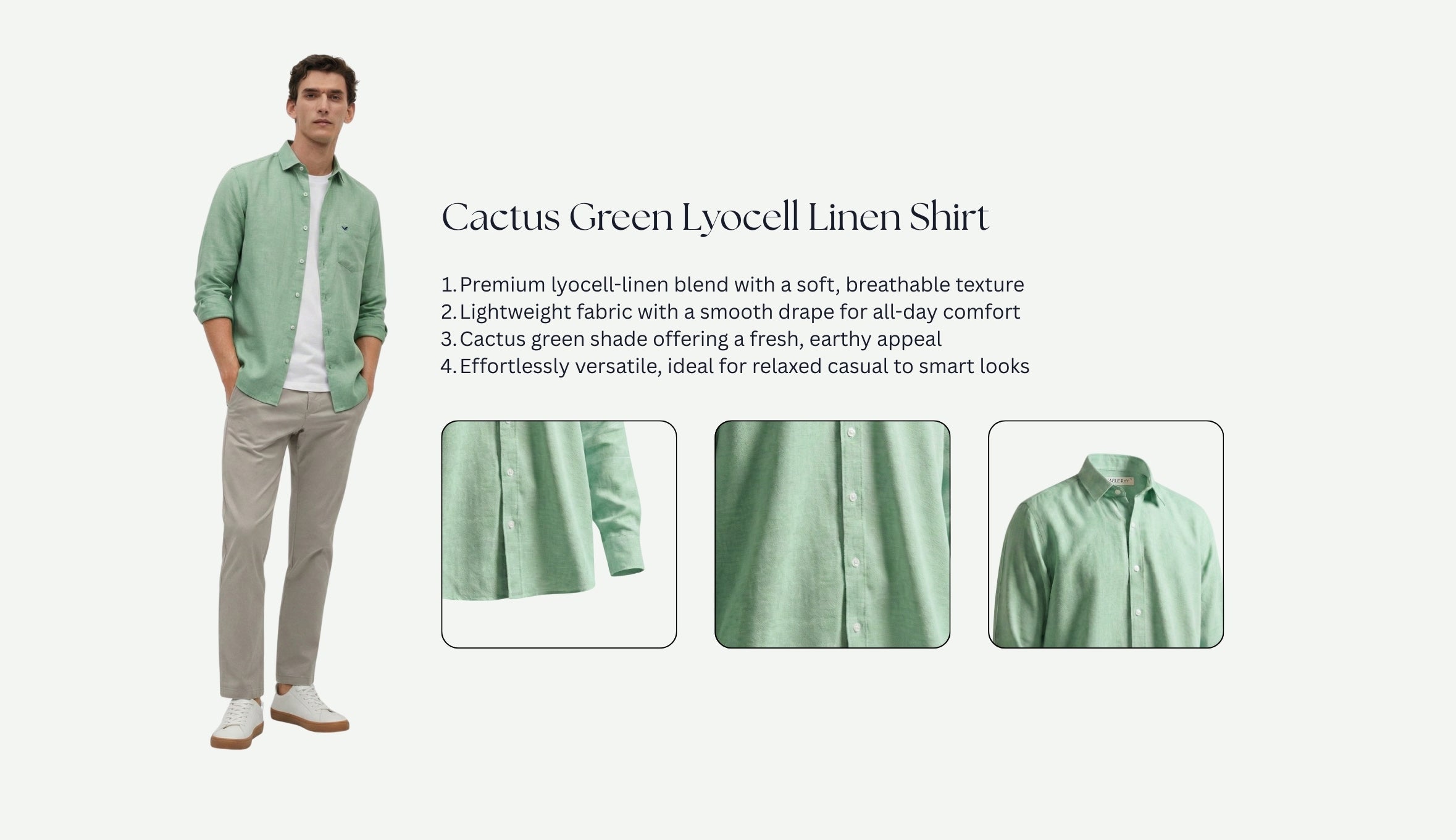 Cactus Green Lyocell Linen Shirt