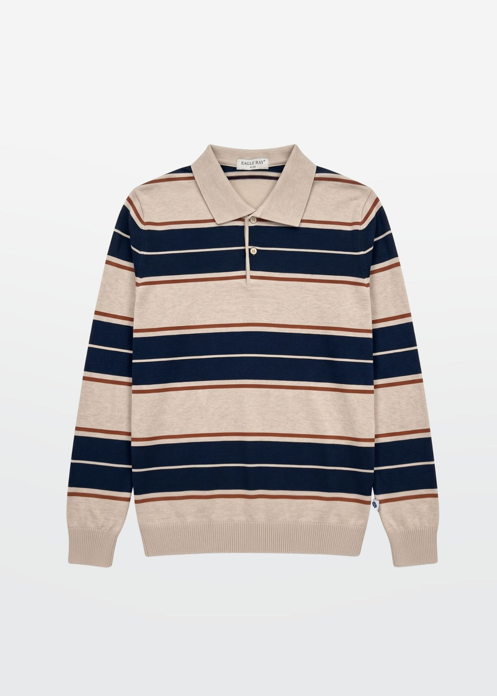 Multi Stripe Polo in Oat Navy — Men's Knit Polo | Eagle Ray