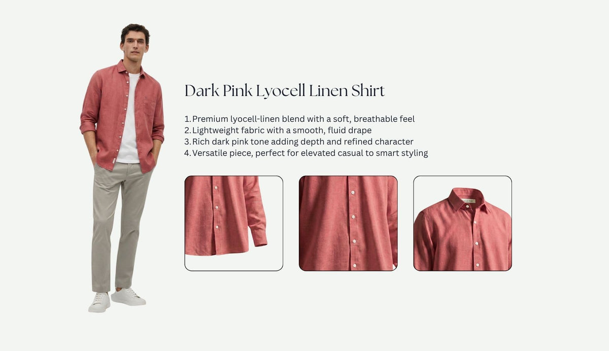 Dark Pink Lyocell Linen Shirt