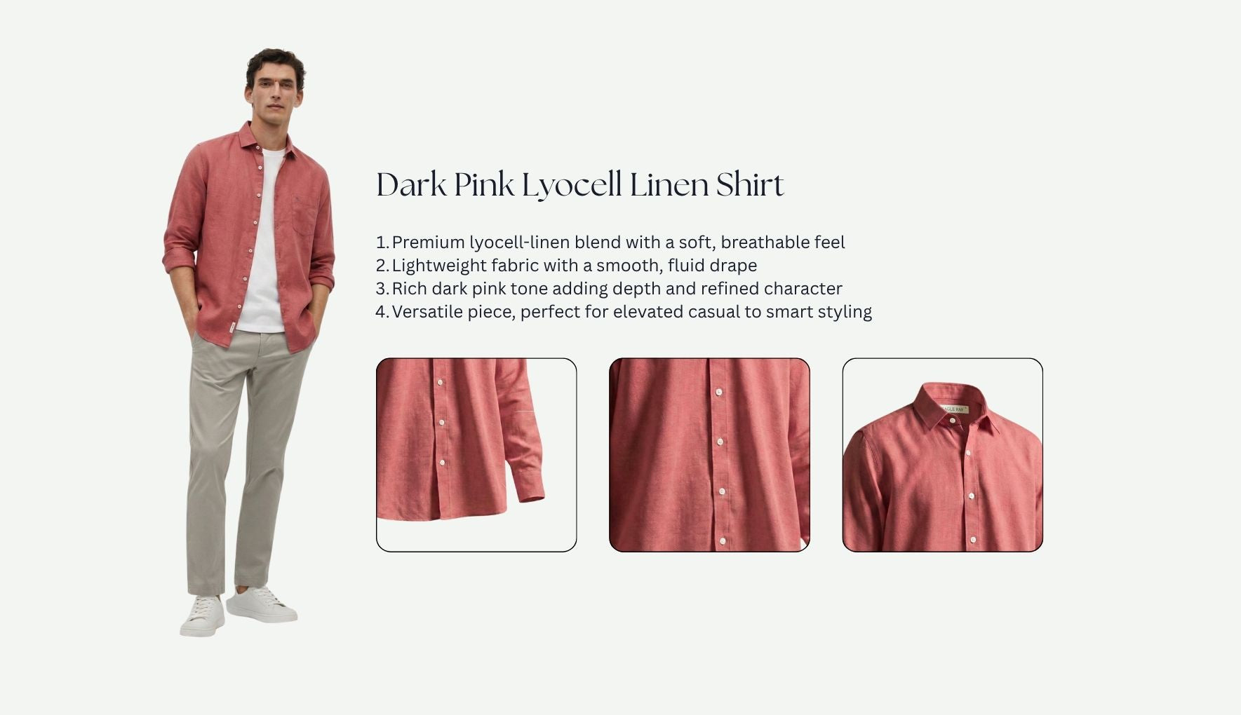 Dark Pink Lyocell Linen Shirt