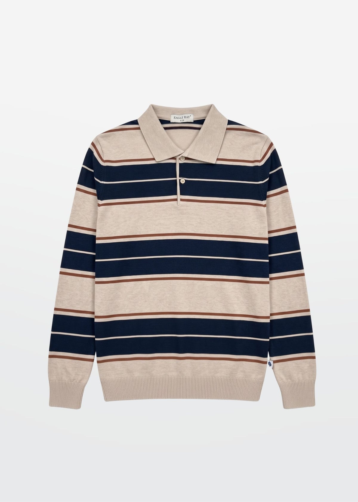Multi Stripe Polo in Oat Navy
