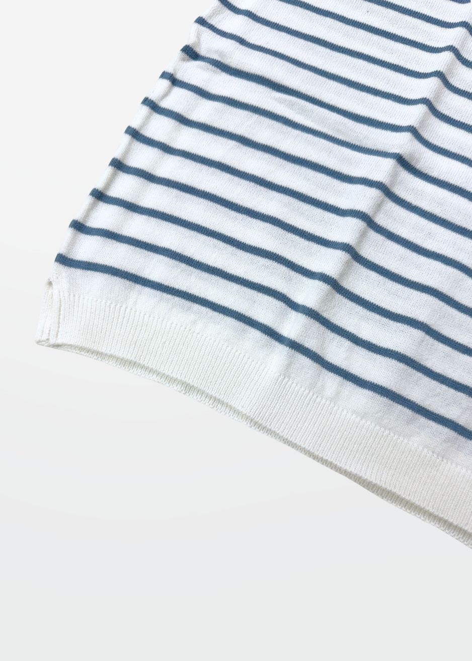 Blue Stripe Knit Polo Shirt