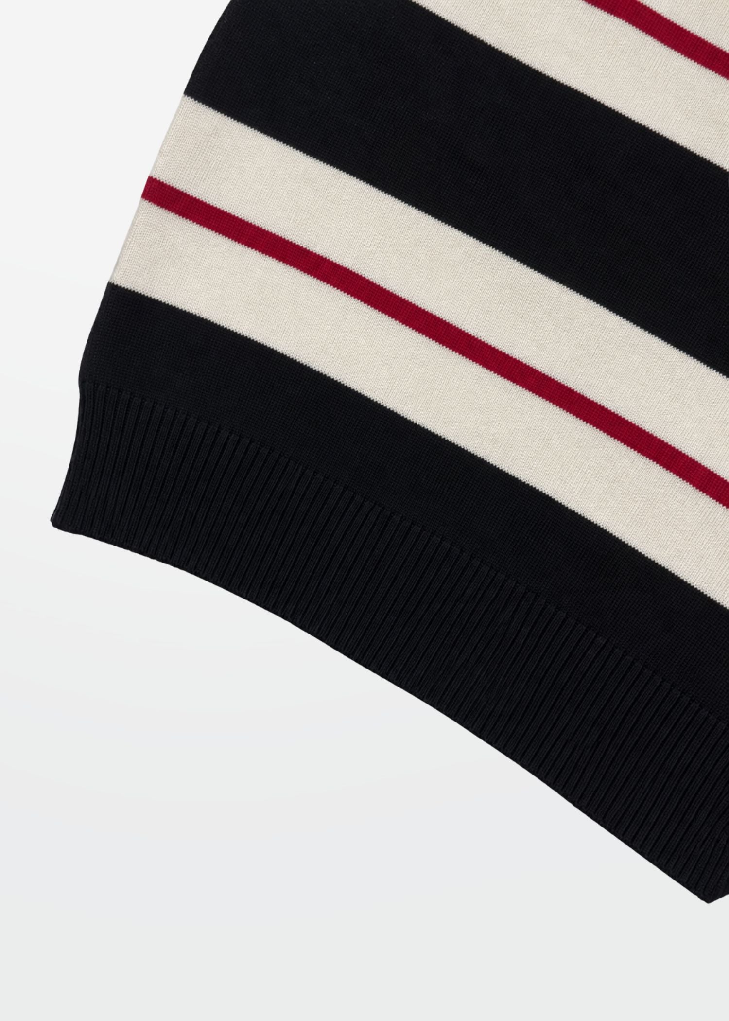 Black Ivory Red Stripe Full Sleeve Knit T-Shirt