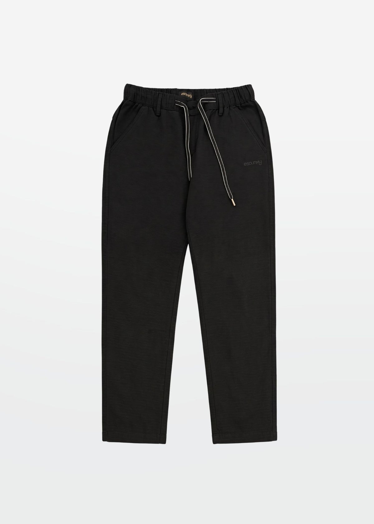 Escurvy Black Textured Drawstring Pant