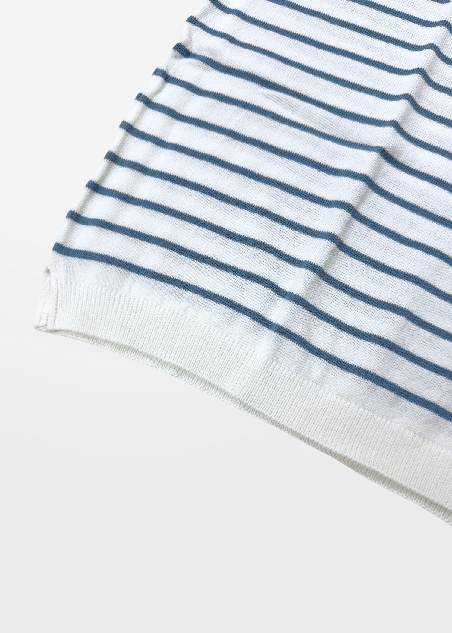 Blue Stripe Knit Polo Shirt