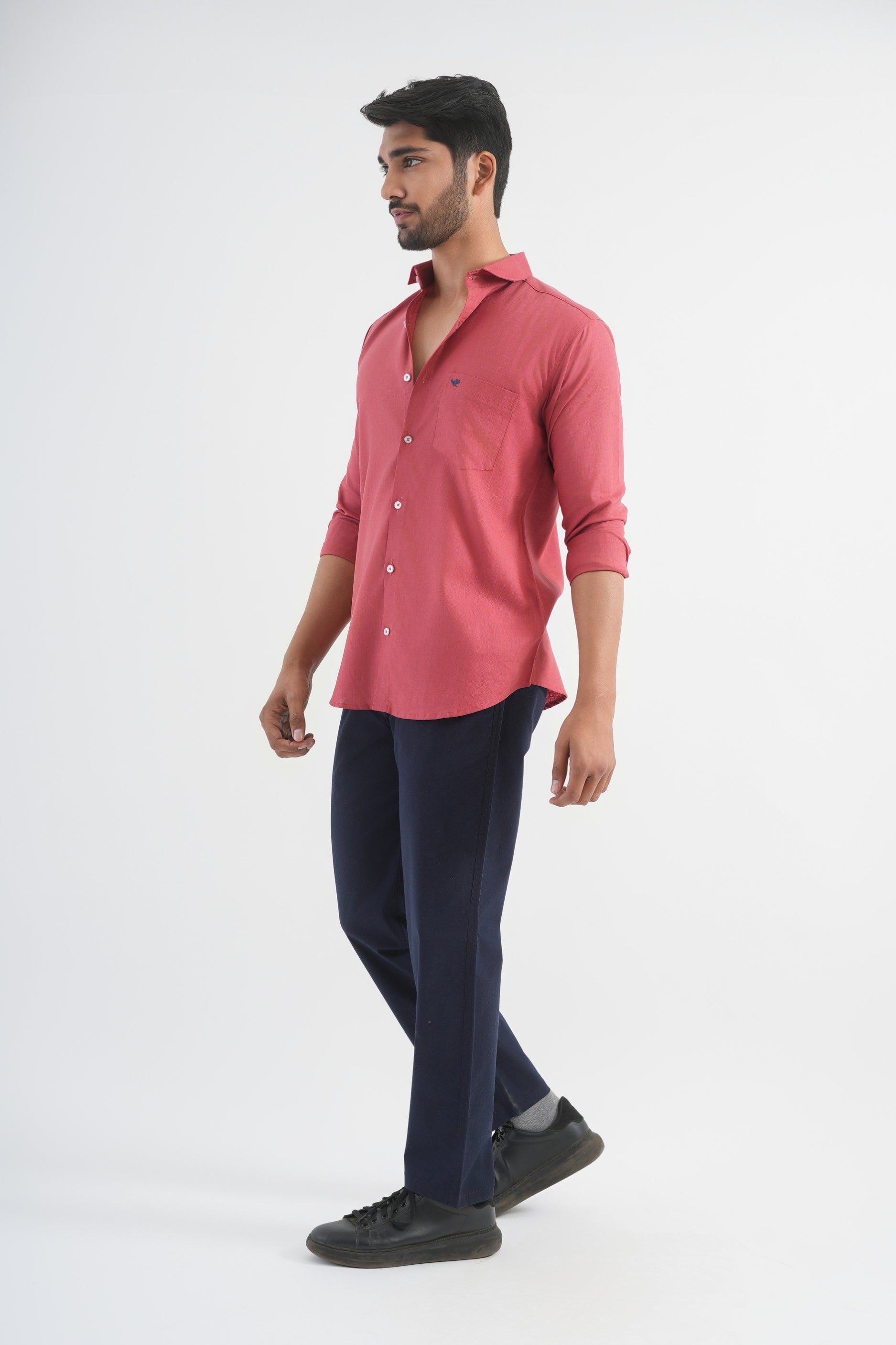 Dark Pink Lyocell Linen Shirt