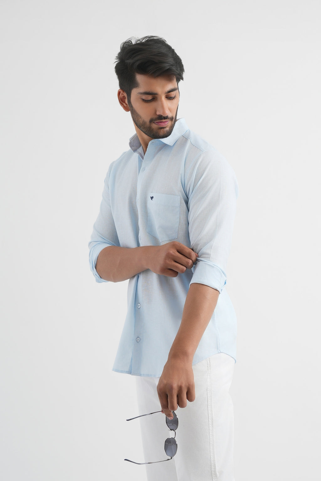 Pale Aqua Lyocell Linen Shirt