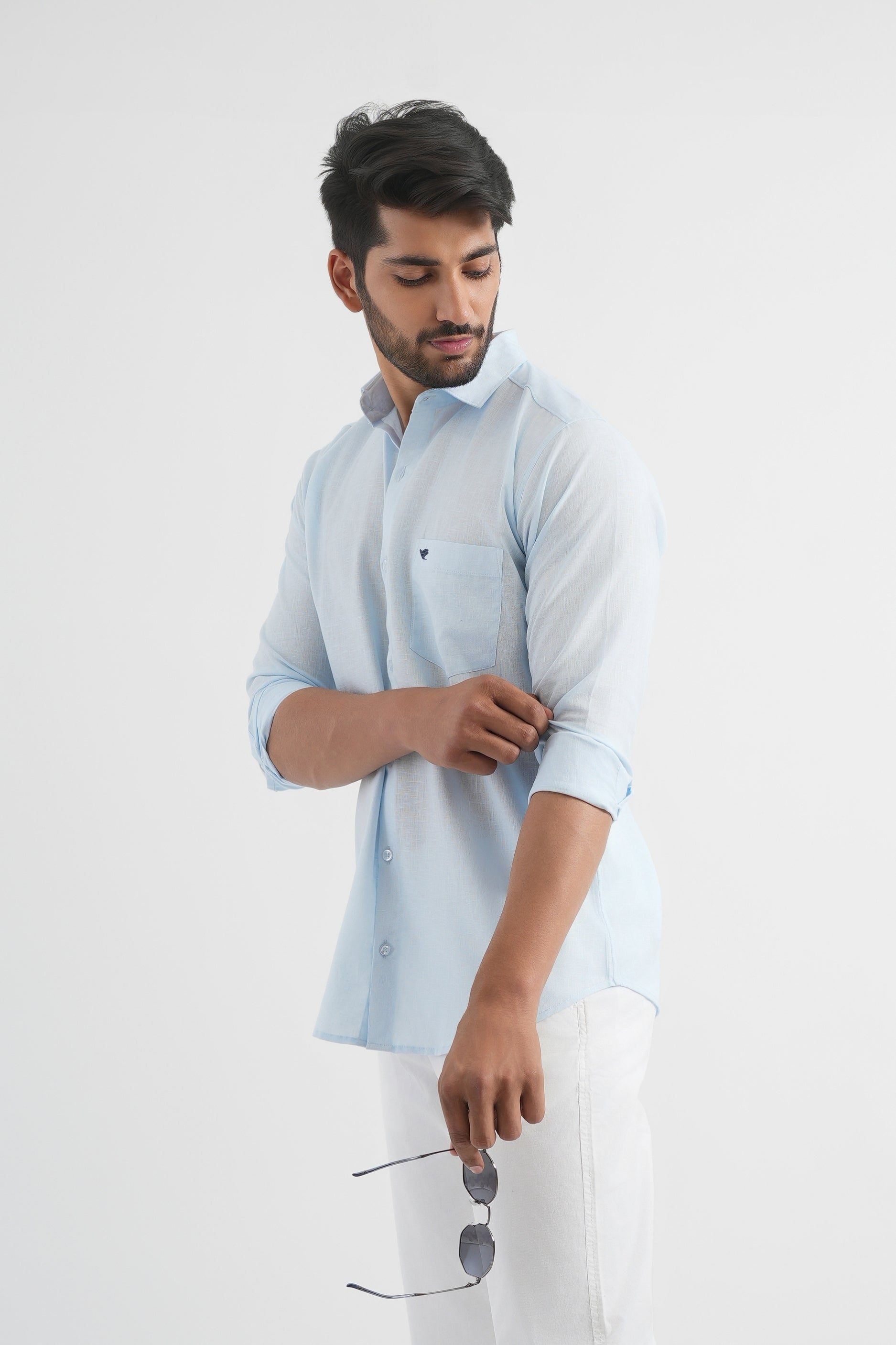 Pale Aqua Lyocell Linen Shirt