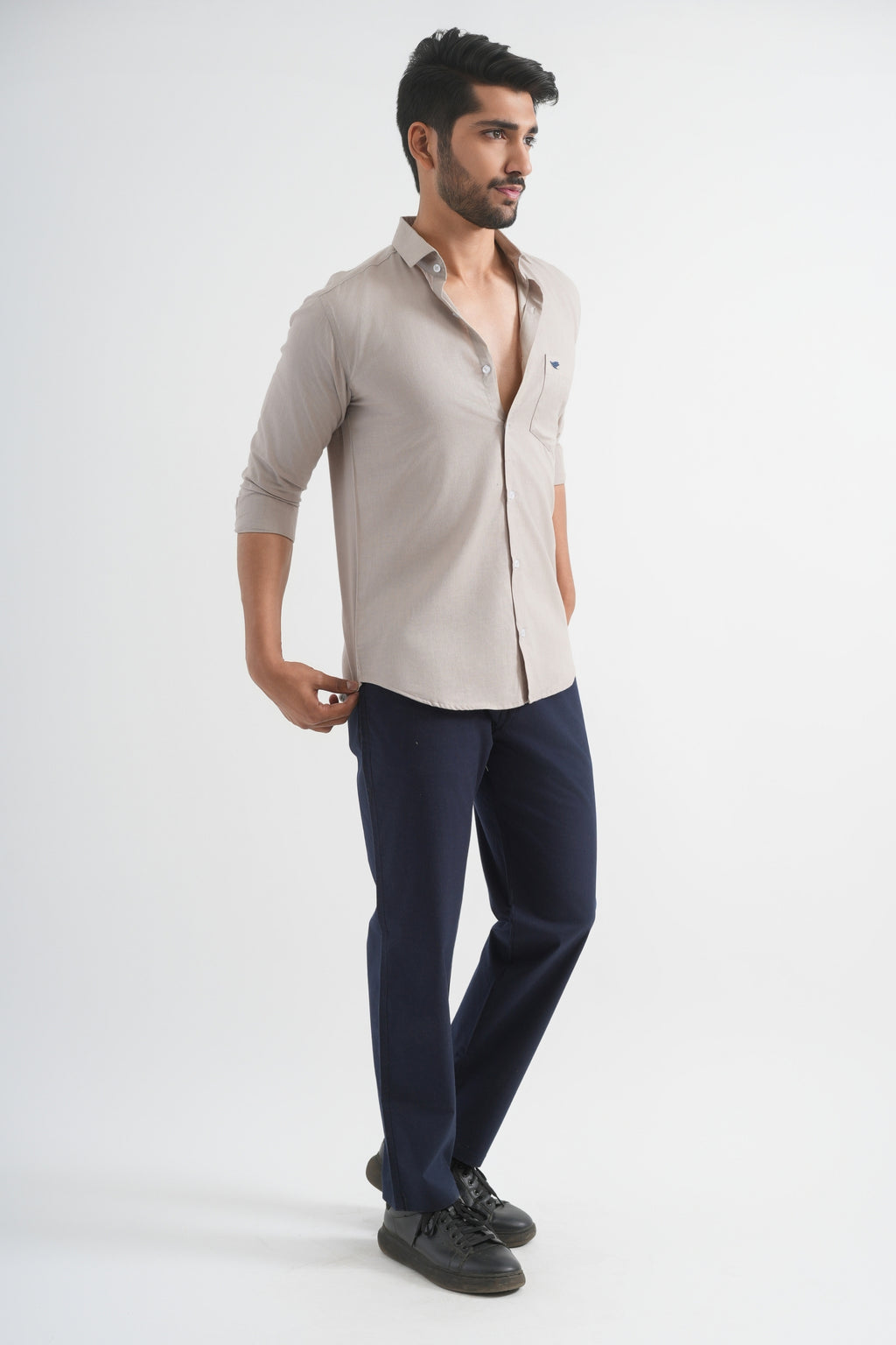 Pastel Grey Lyocell Linen Shirt