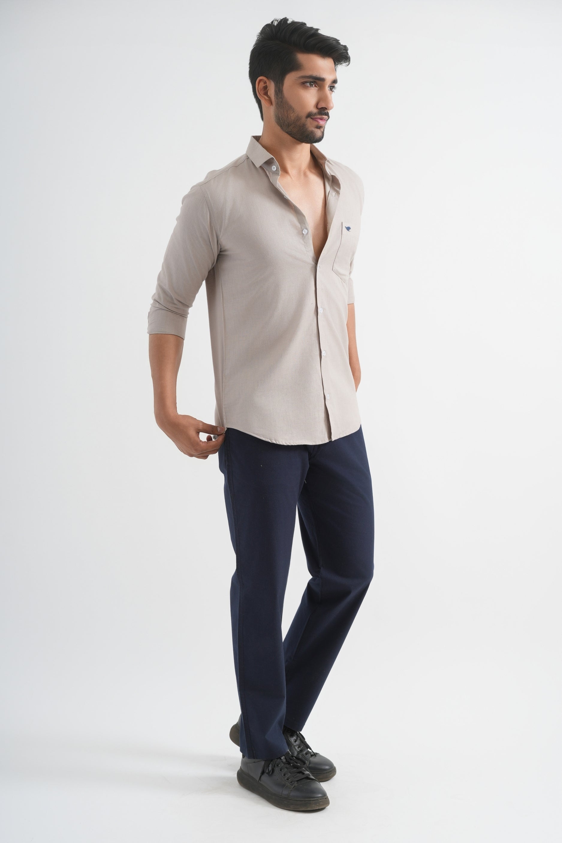 Pastel Grey Lyocell Linen Shirt