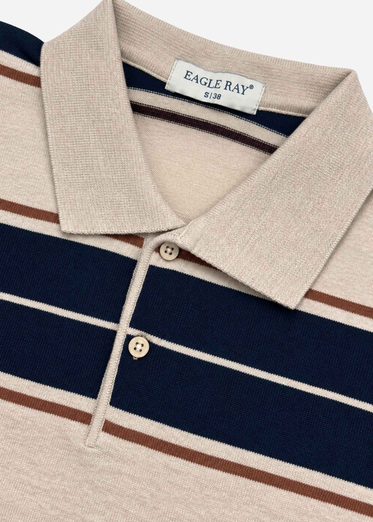 Multi Stripe Polo in Oat Navy
