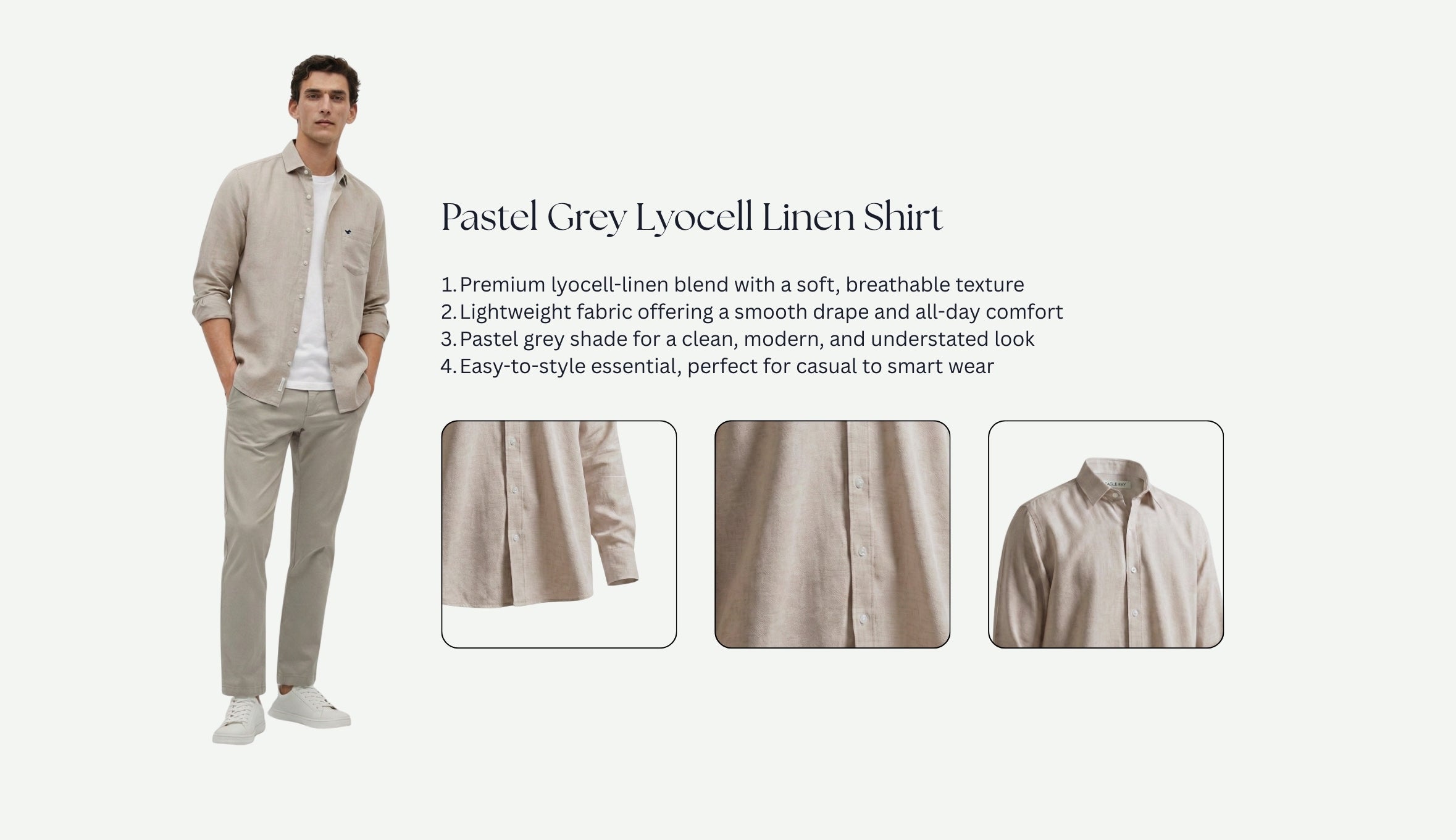Pastel Grey Lyocell Linen Shirt