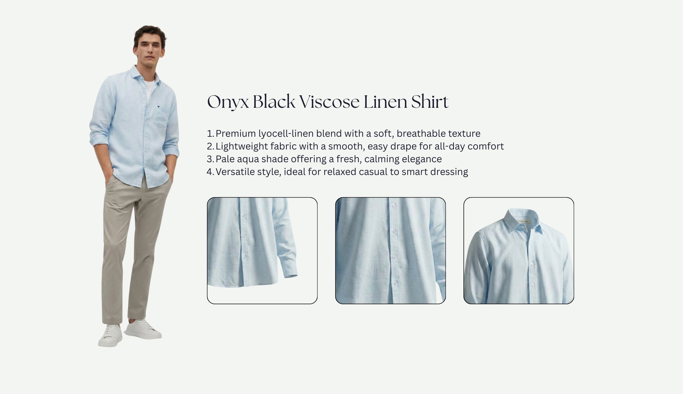 Pale Aqua Lyocell Linen Shirt