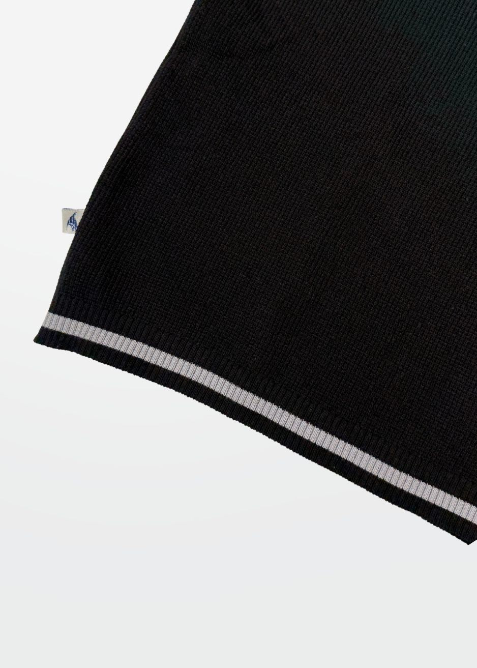 Jet Black Tipped Zip Polo Shirt