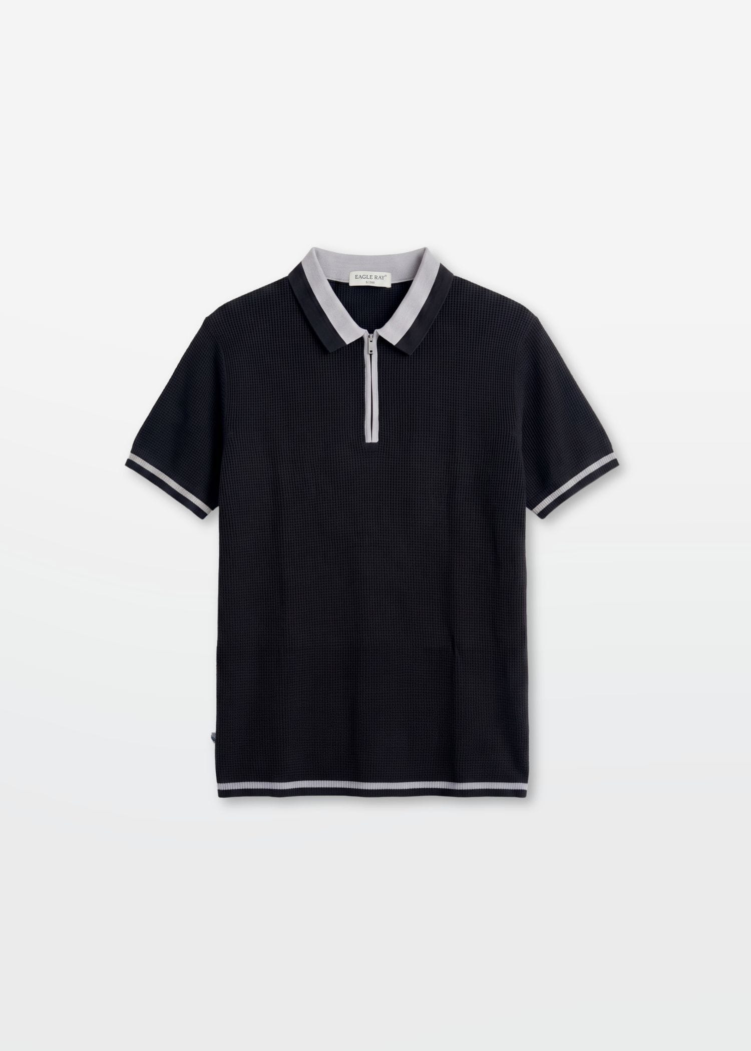 Jet Black Tipped Zip Polo Shirt