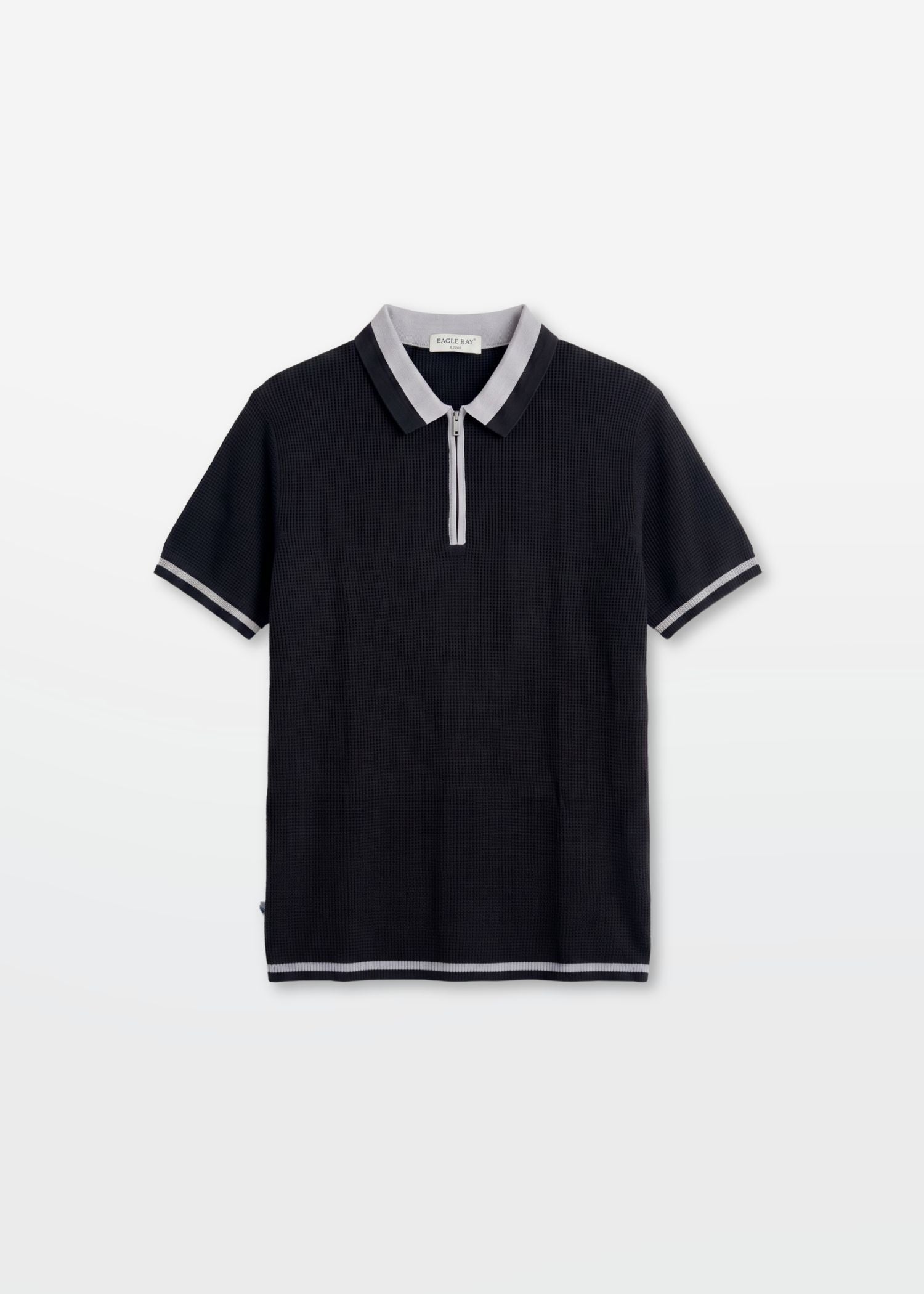 Jet Black Tipped Zip Polo Shirt