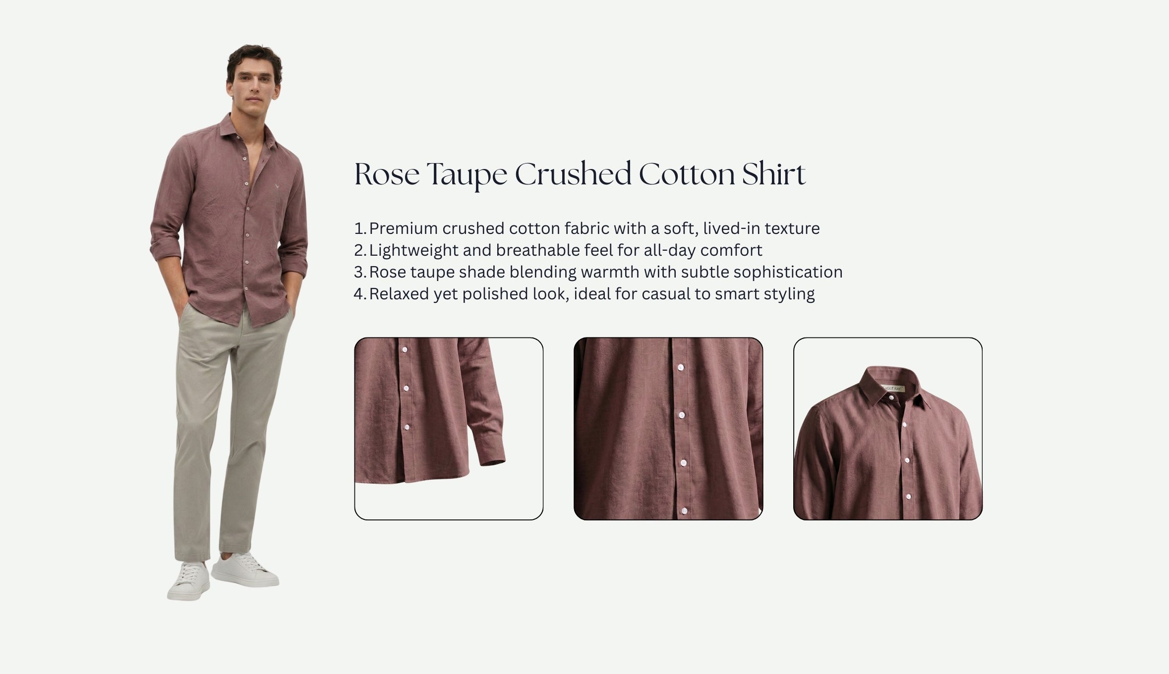 Rose Taupe Crushed Cotton Shirt