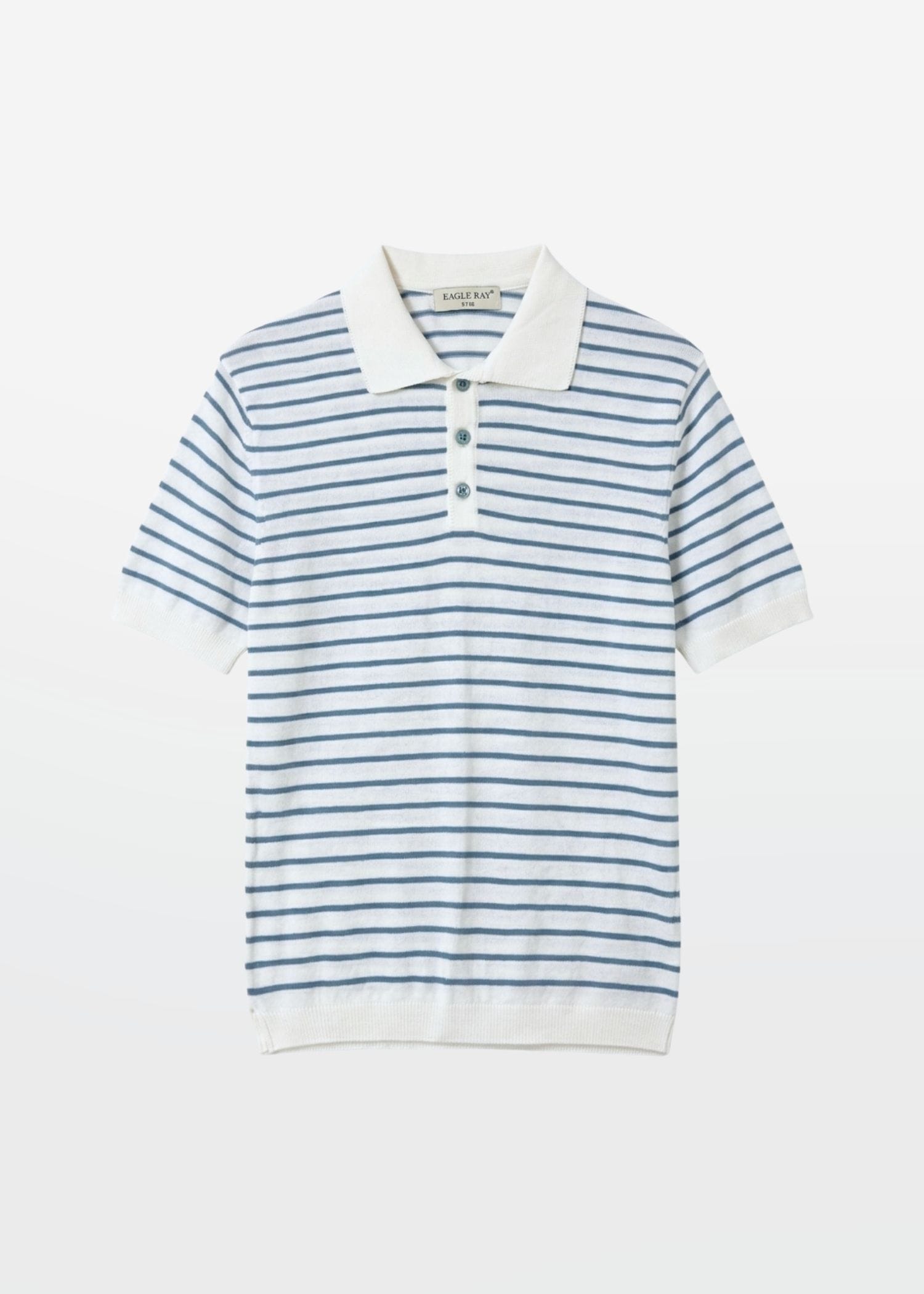 Blue Stripe Knit Polo Shirt