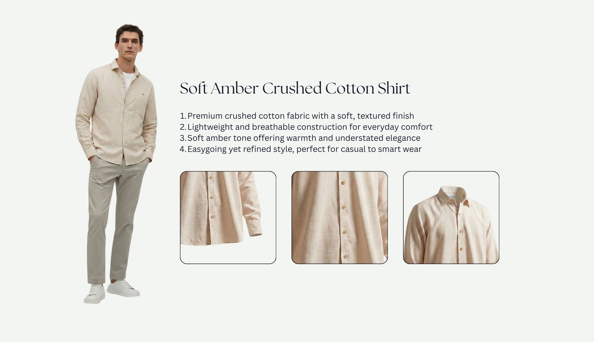 Soft Amber Crushed Cotton Shirt