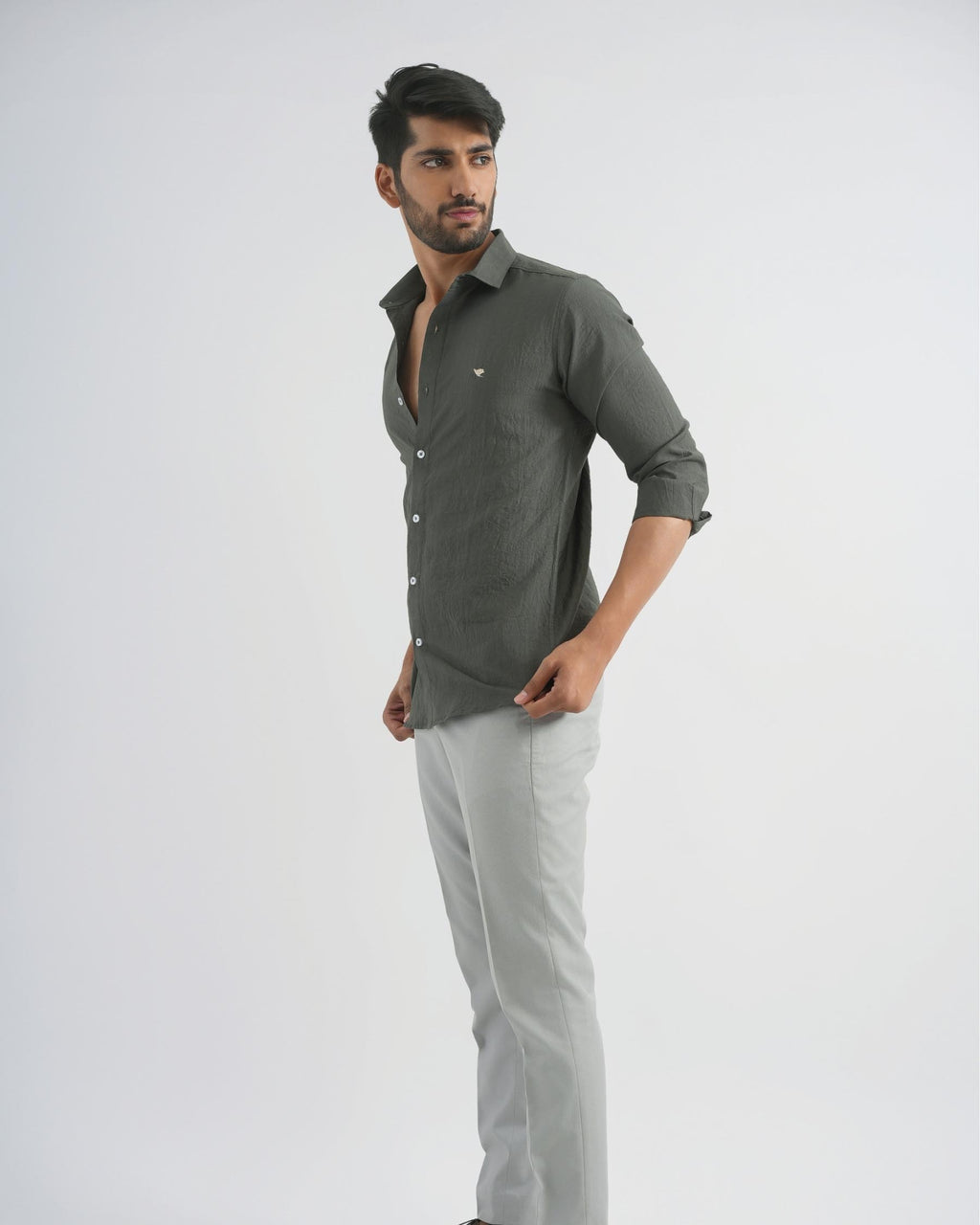 Lunar Green Crushed Cotton Shirt