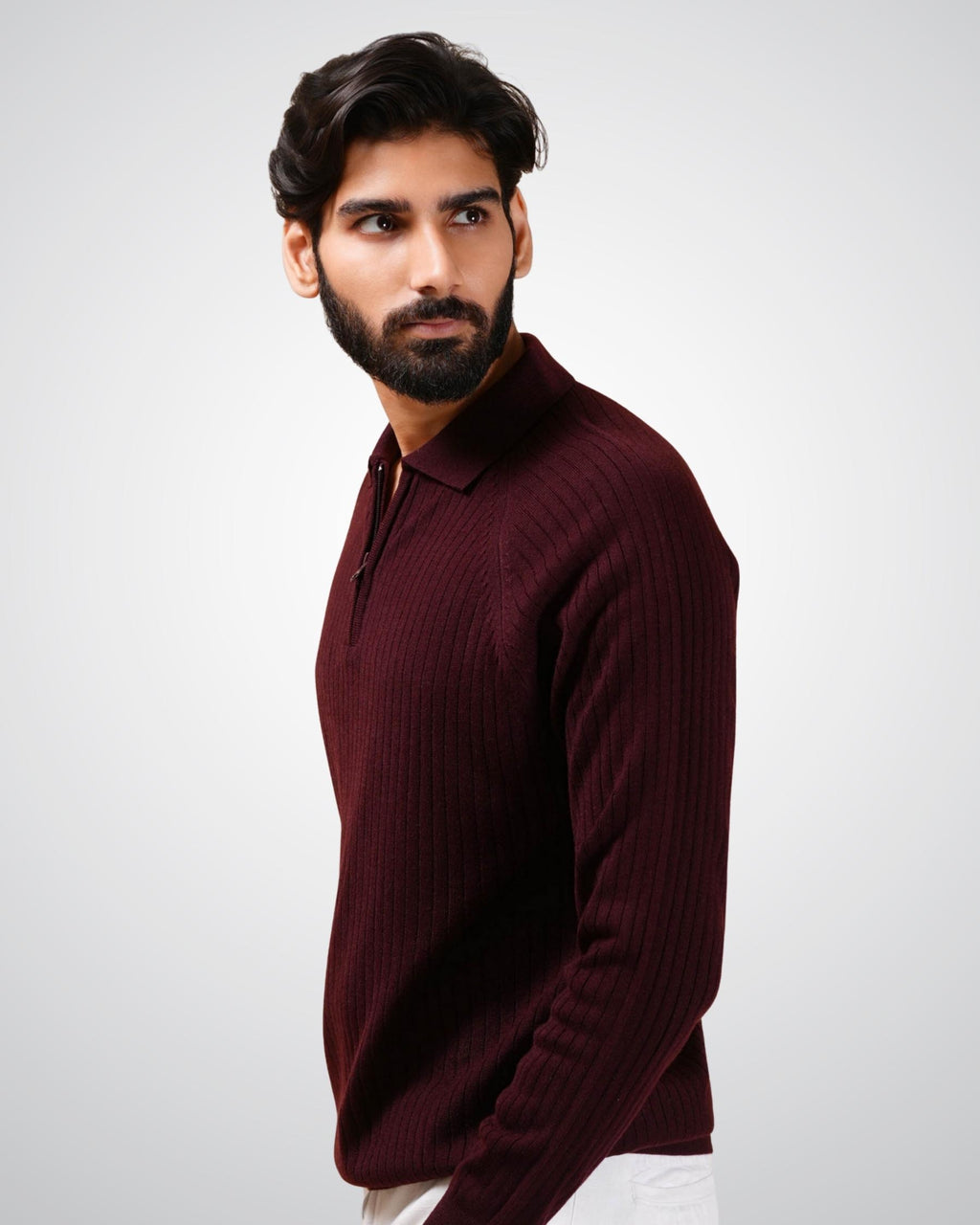 Core Zip Polo in Maroon