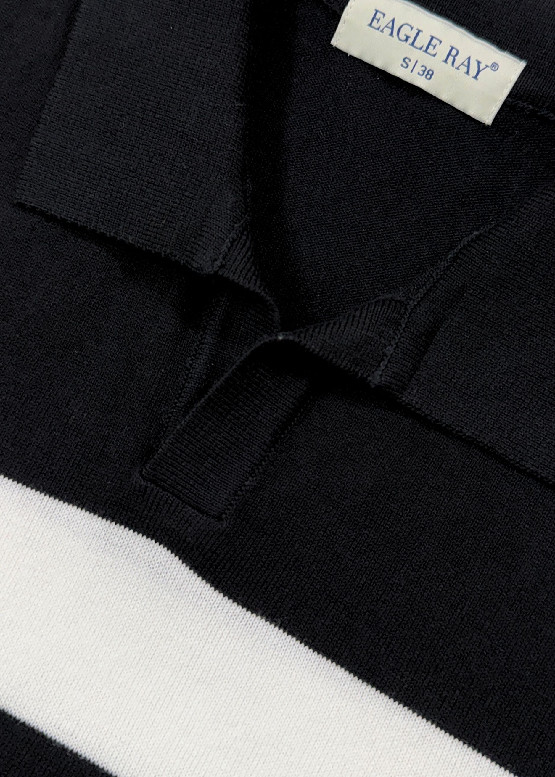 Black Stripe J Collar Knit Polo