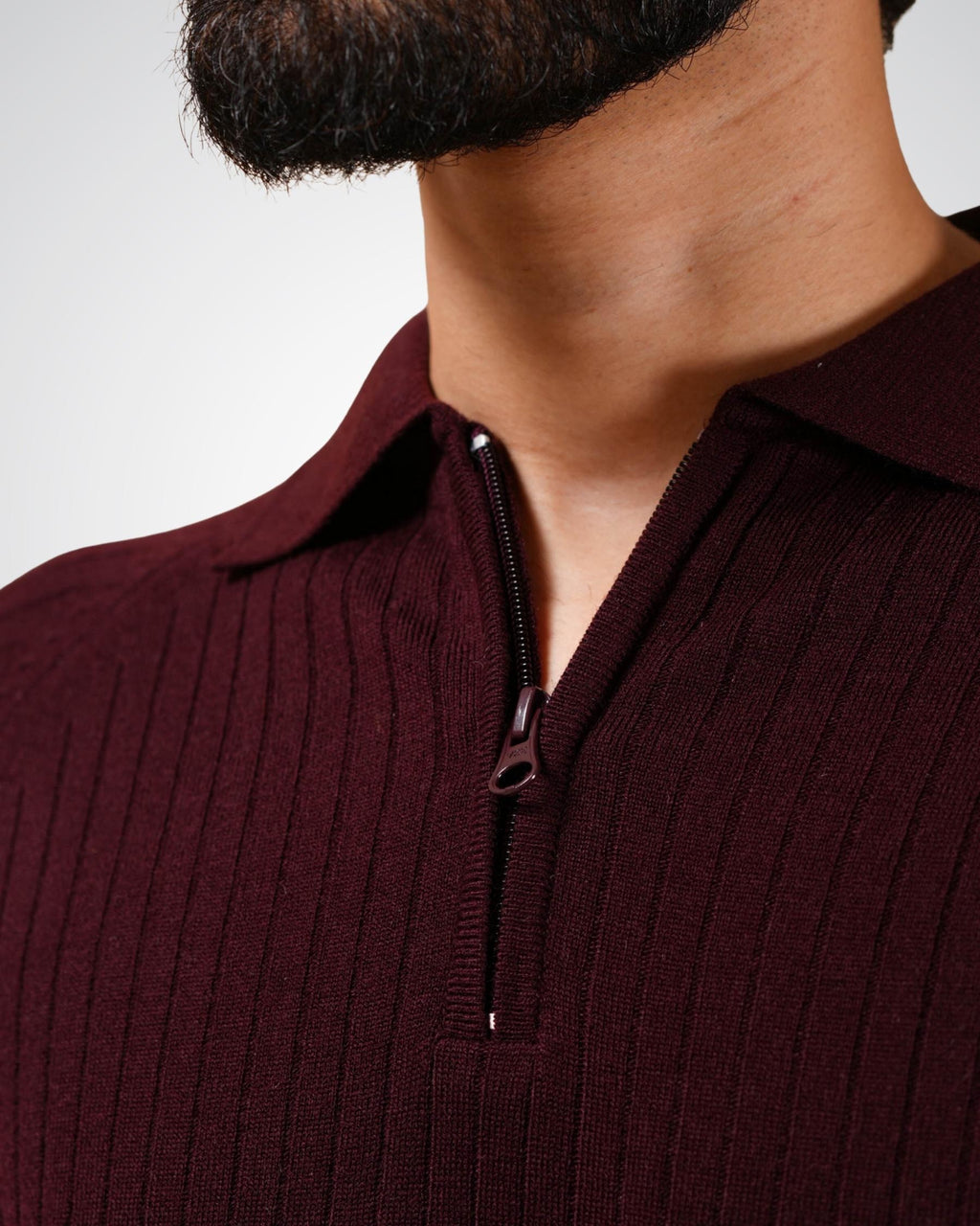 Core Zip Polo in Maroon