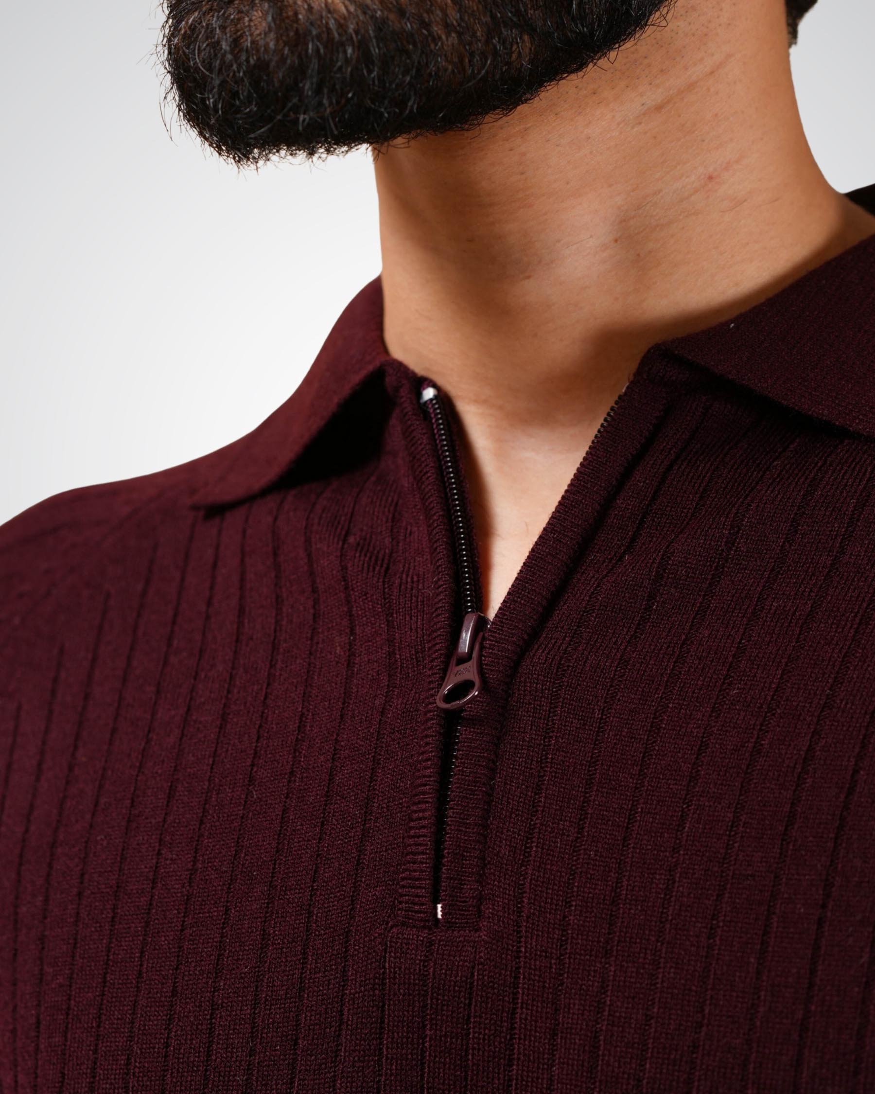 Core Zip Polo in Maroon
