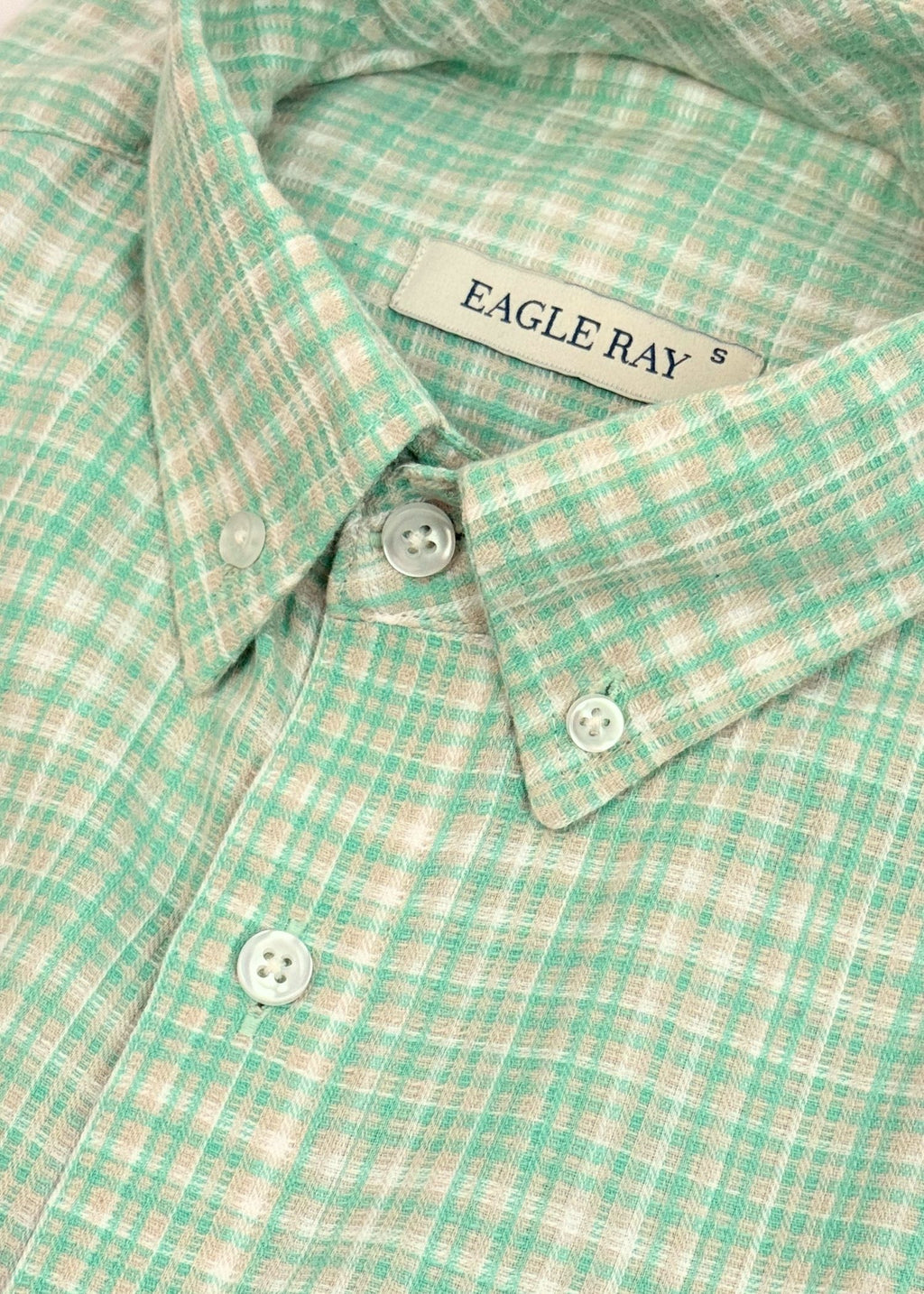 Check Shirt in Mint — Men's Cotton Check Shirt | Eagle Ray