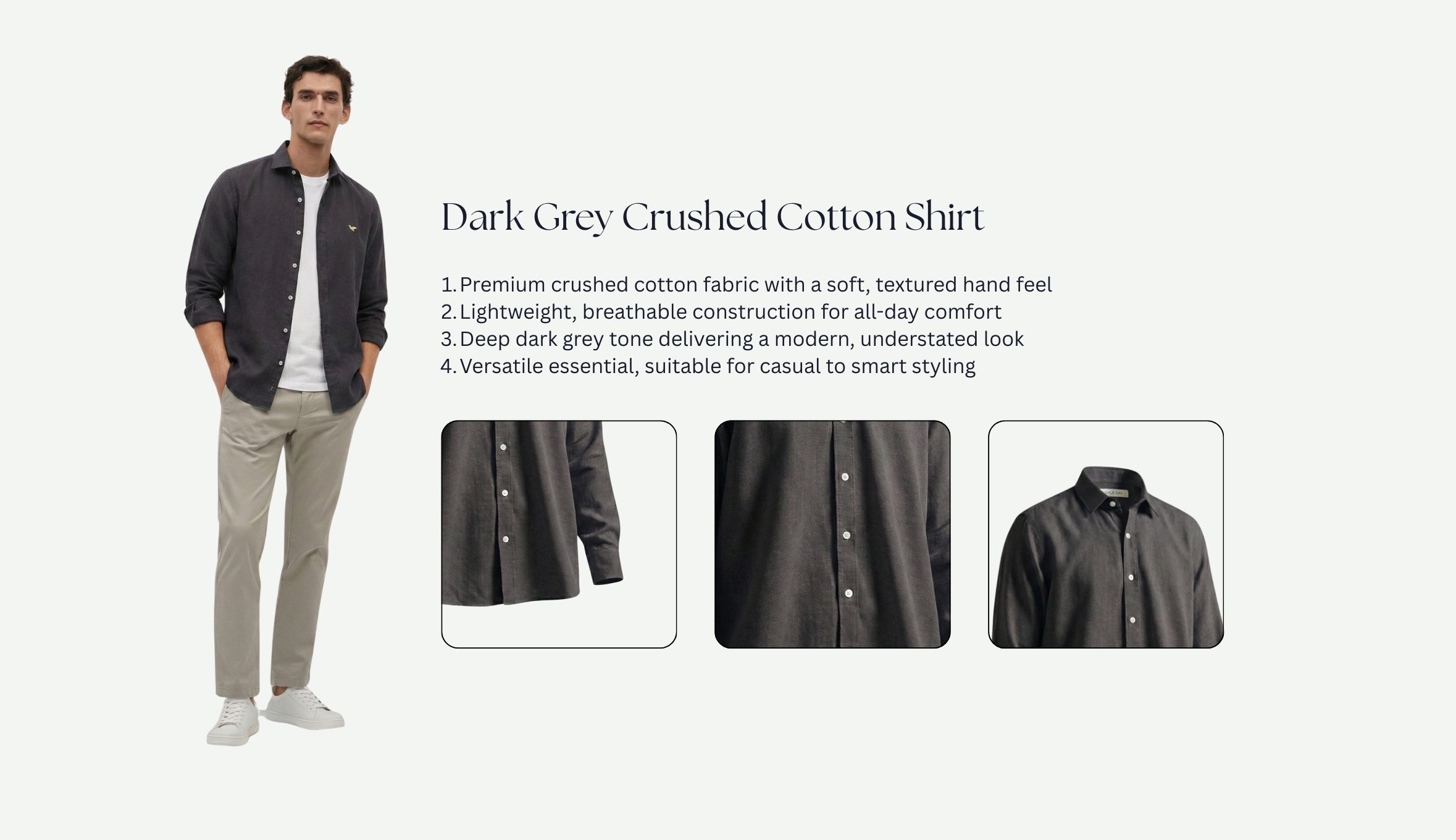 Dark Grey Crushed Cotton Shirt