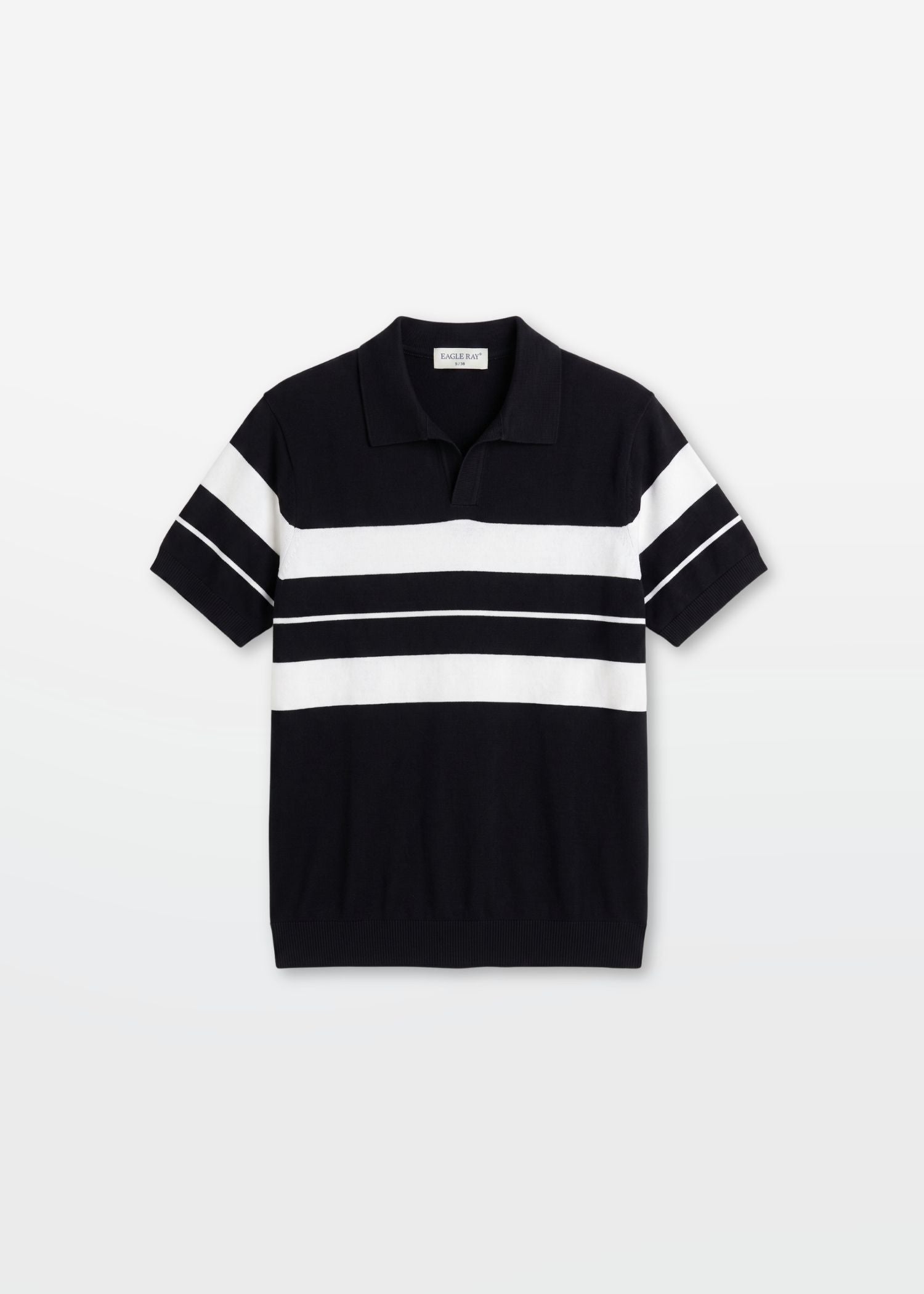 Black Stripe J Collar Knit Polo