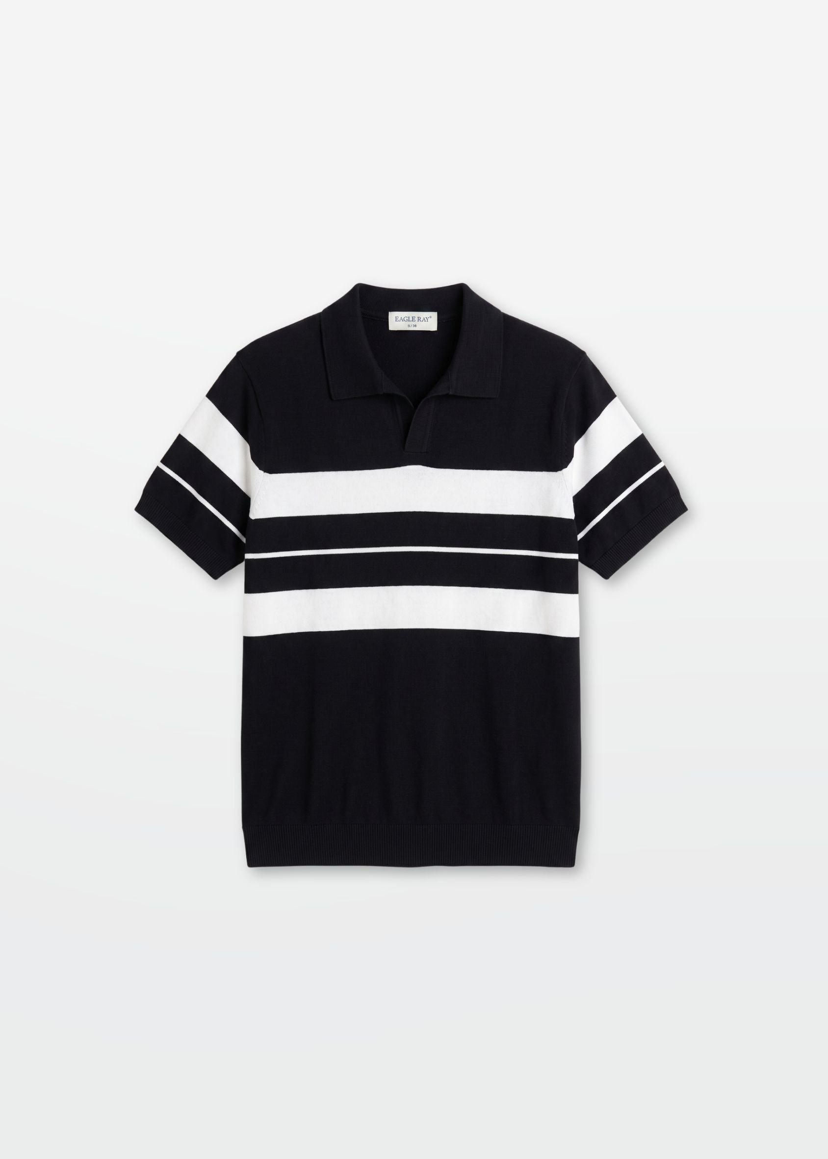Black Stripe J Collar Knit Polo