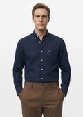 Dark Blue Structured Cotton Shirt