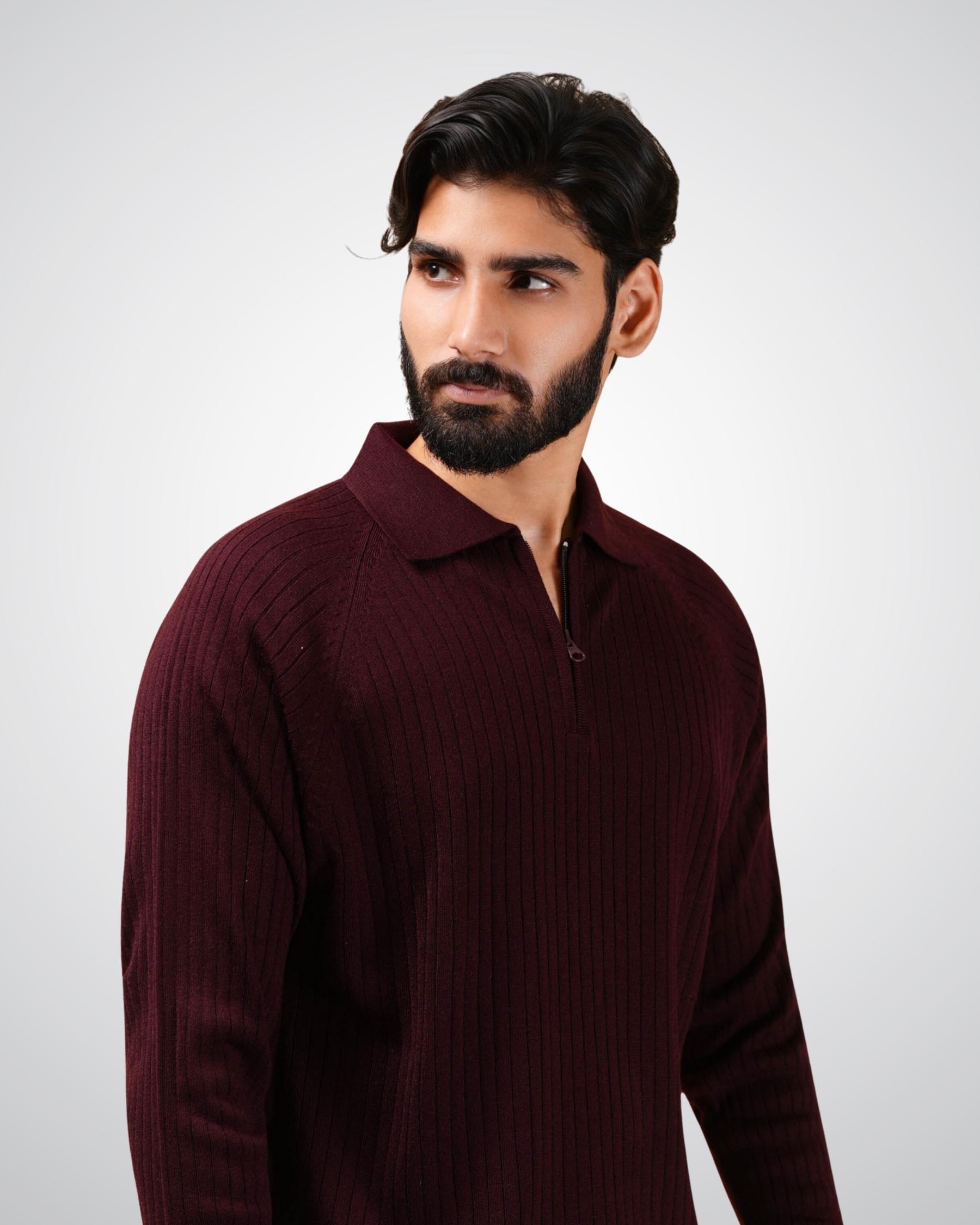 Core Zip Polo in Maroon