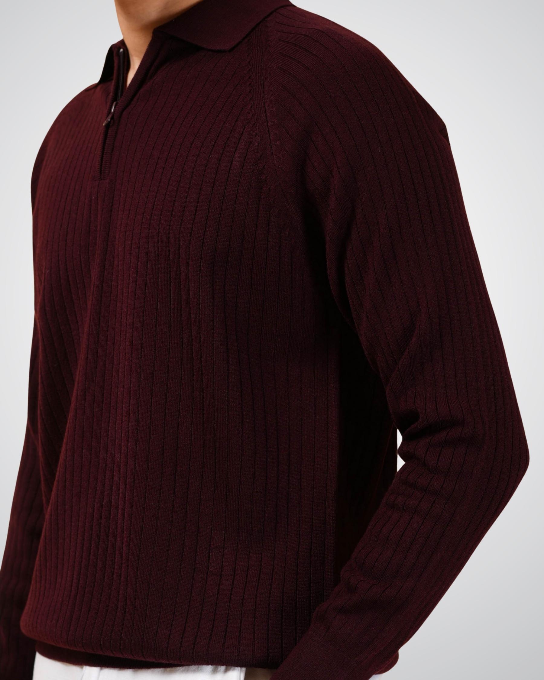 Core Zip Polo in Maroon