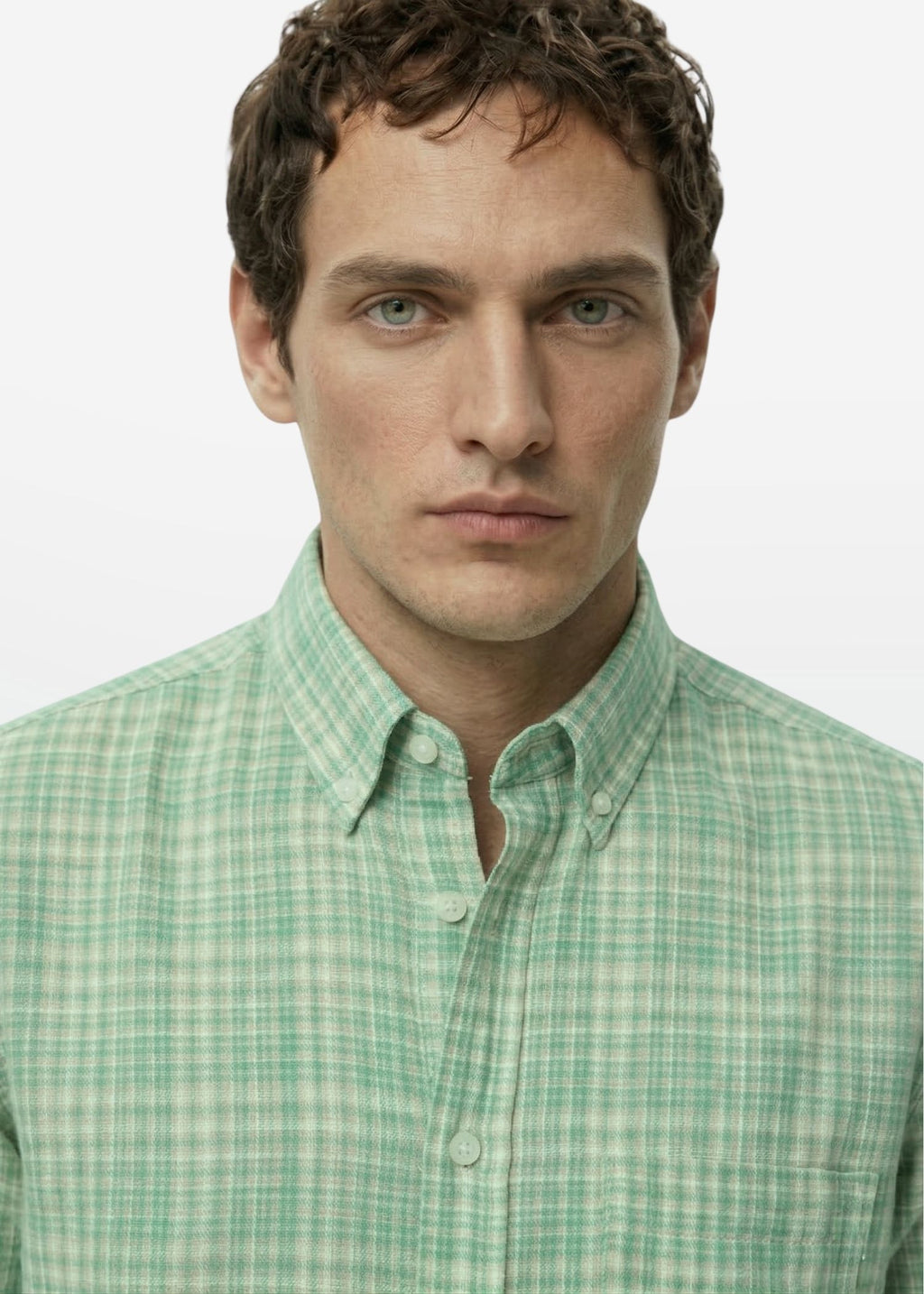 Check Shirt in Mint — Men's Cotton Check Shirt | Eagle Ray