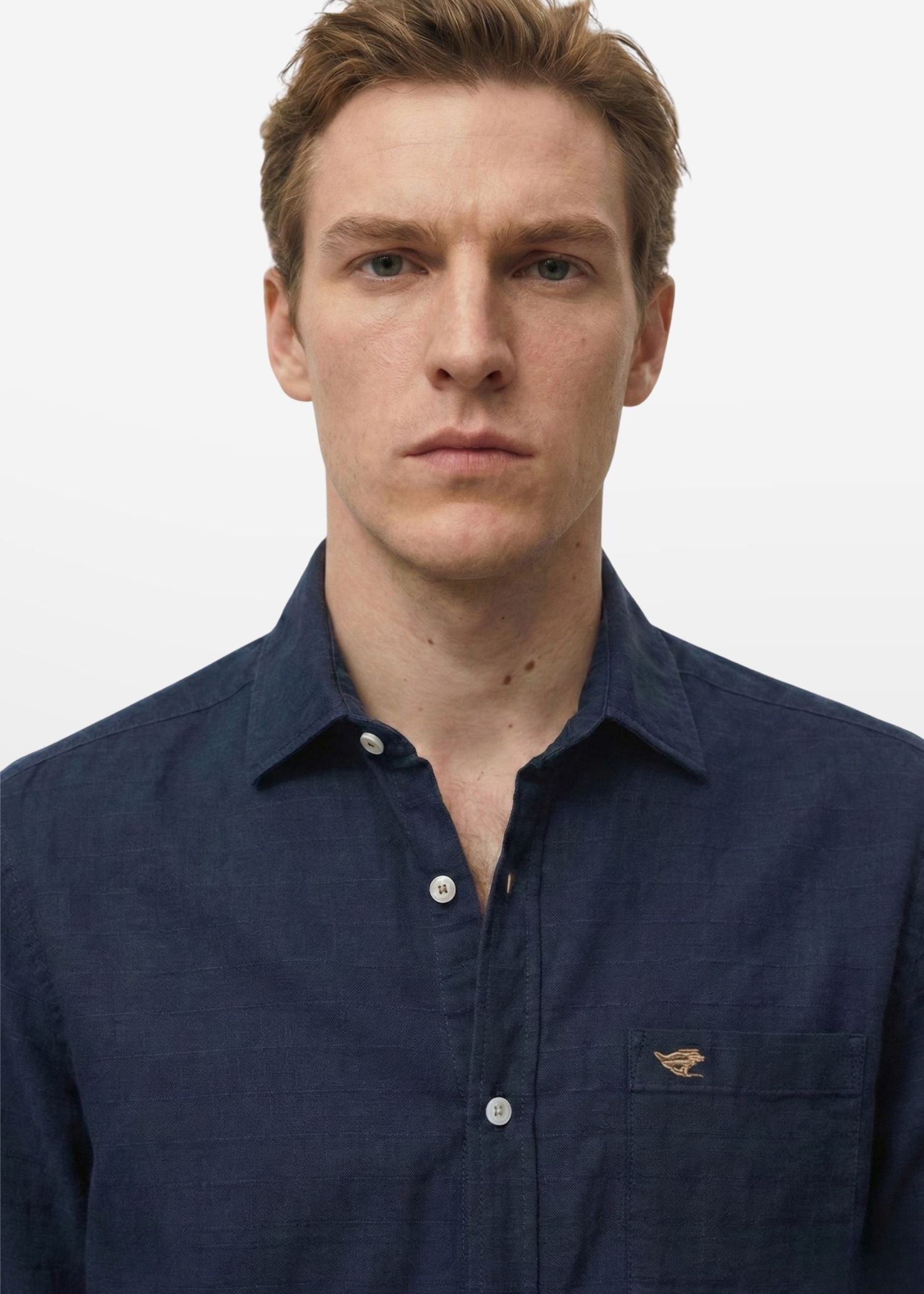 Dark Blue Structured Cotton Shirt