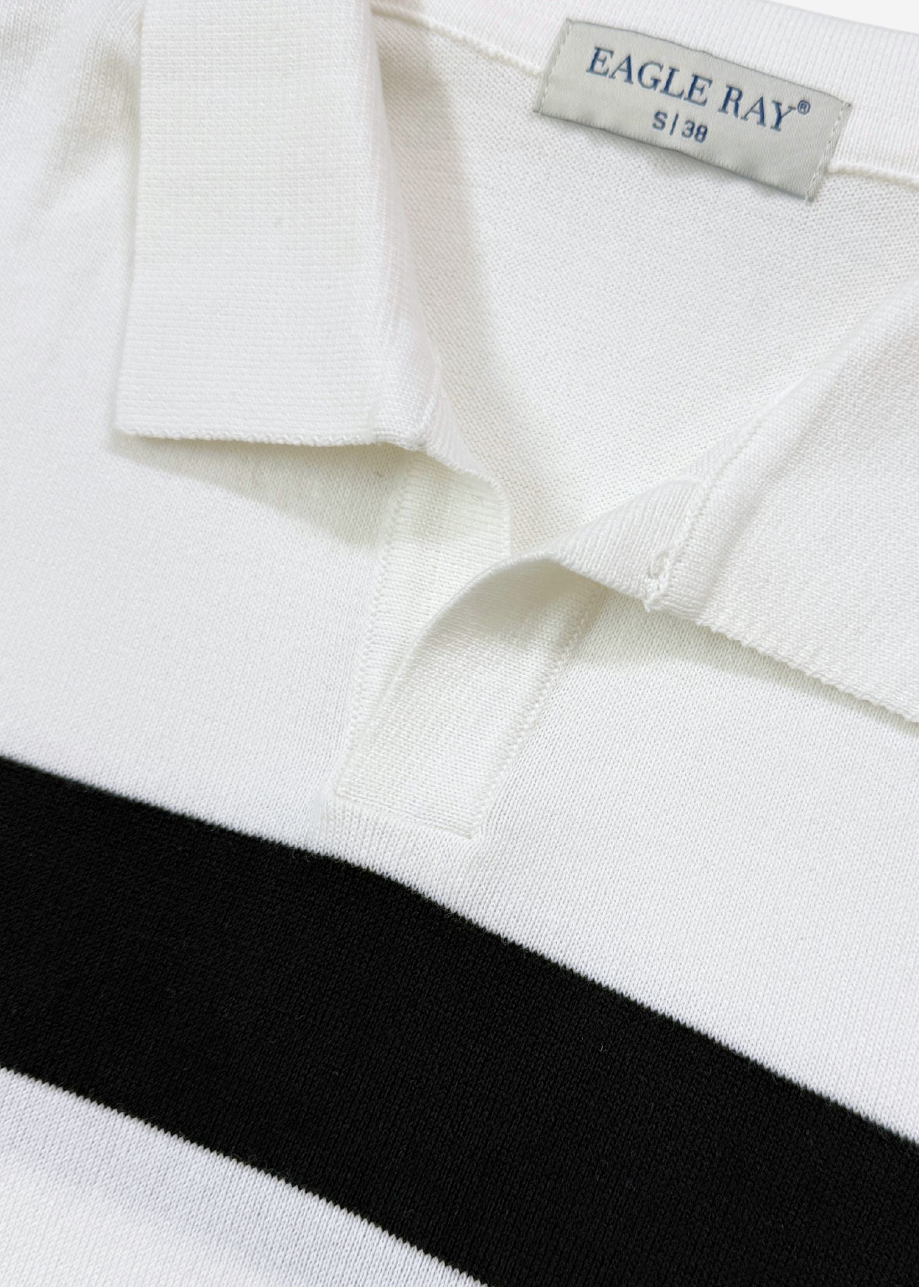 Ivory Stripe J Collar Knit Polo