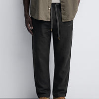 Escurvy Black Textured Drawstring Pant