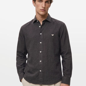 Dark Grey Crushed Cotton Shirt