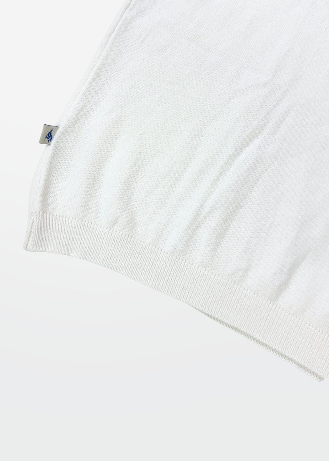 Ivory Stripe J Collar Knit Polo — Men's Open Collar Knit Polo | Eagle Ray