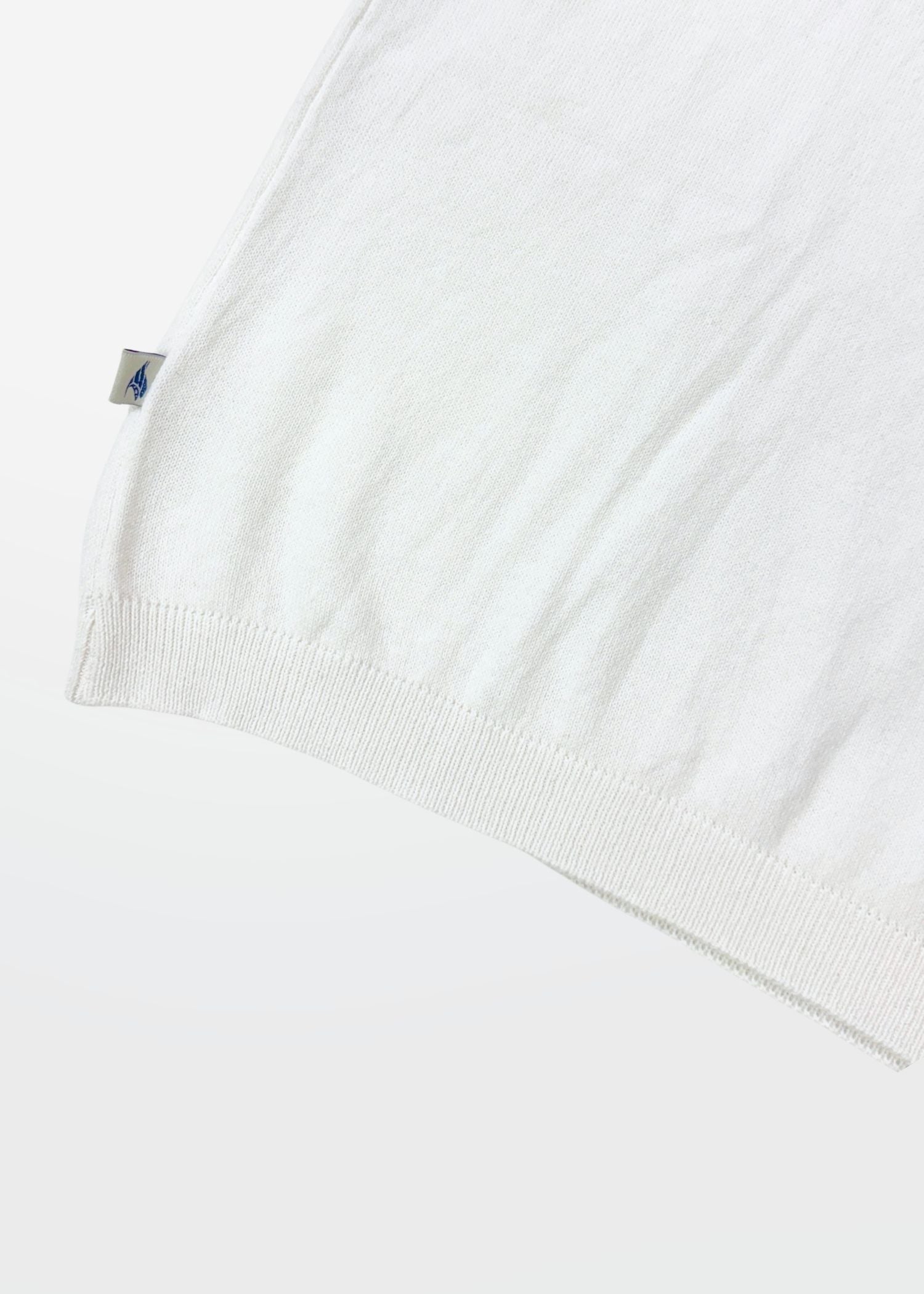 Ivory Stripe J Collar Knit Polo