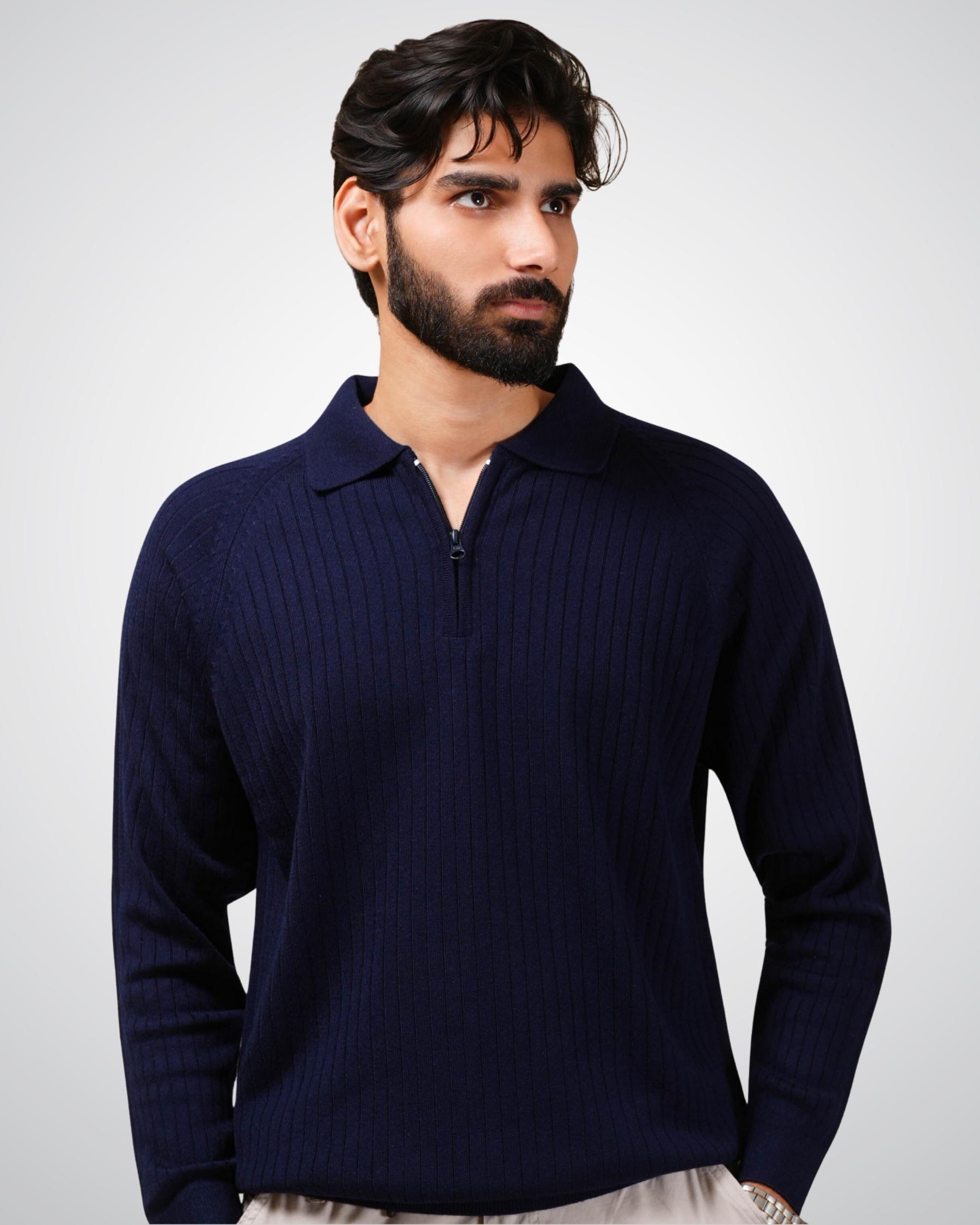 Core Zip Polo in Rhino Blue