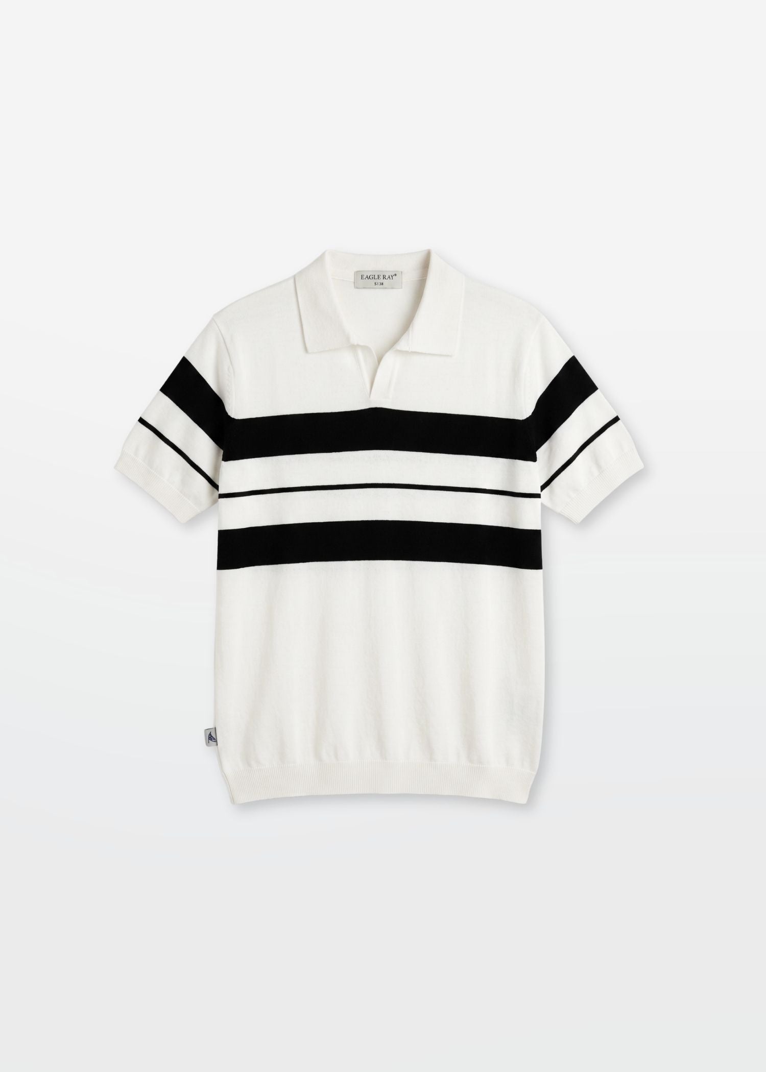 Ivory Stripe J Collar Knit Polo