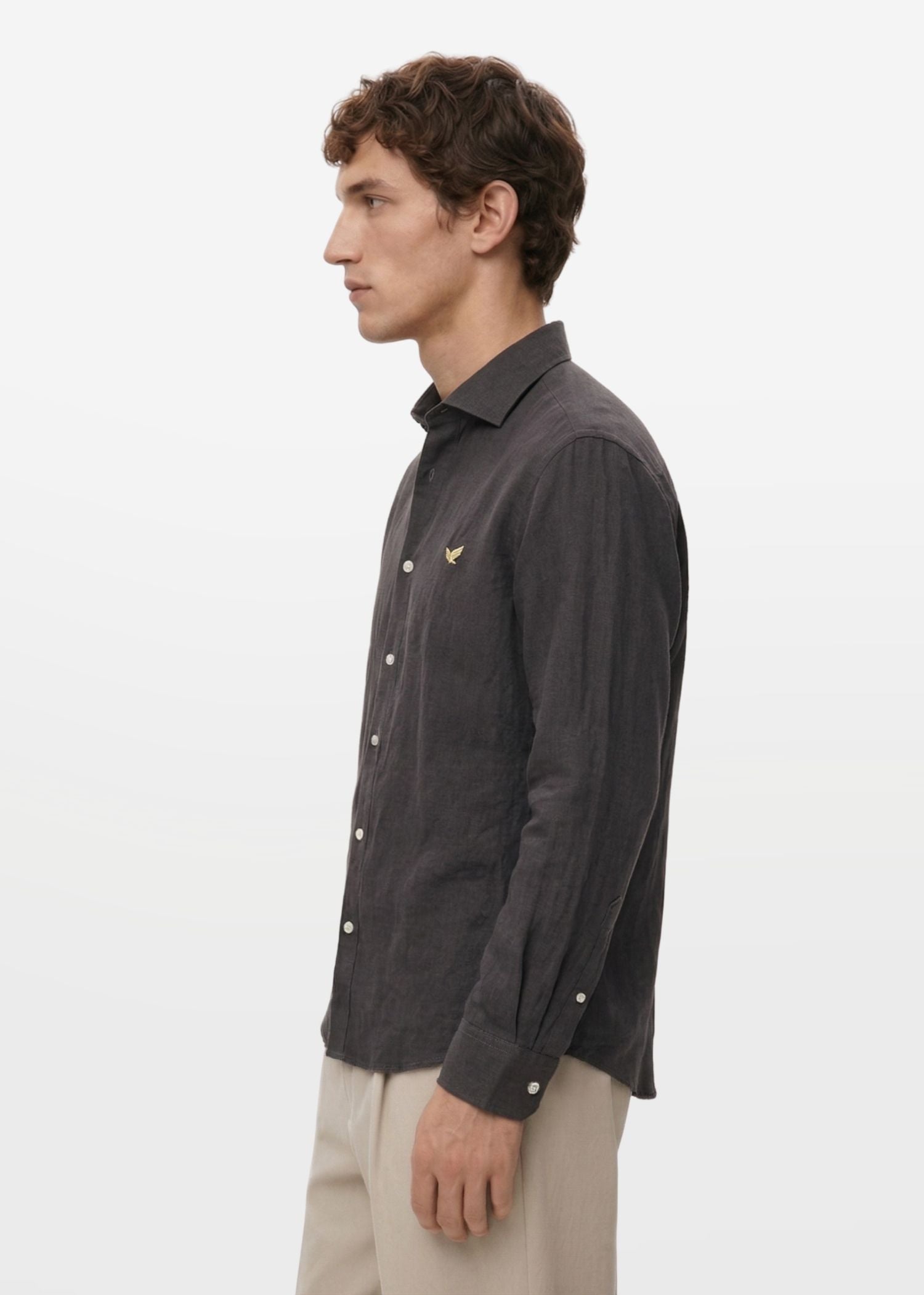 Dark Grey Crushed Cotton Shirt